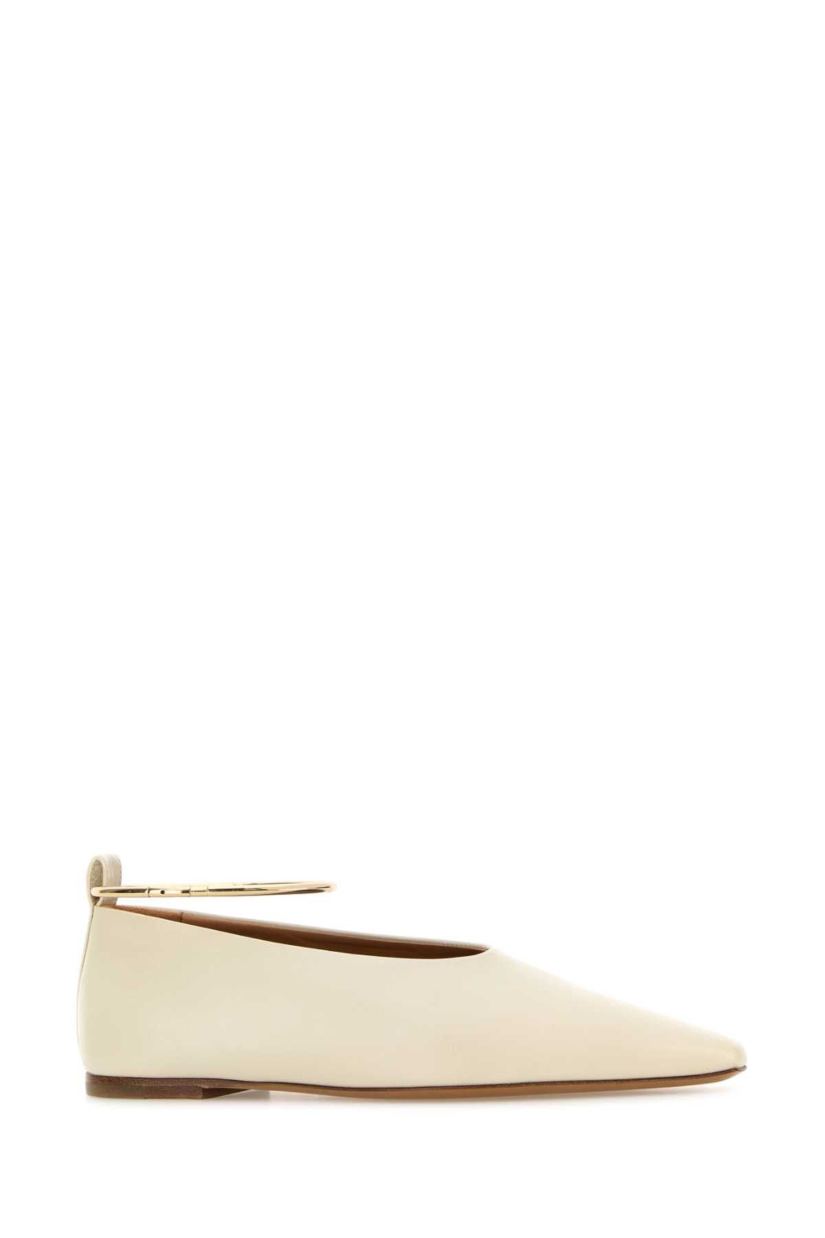 Jil Sander Ivory Leather Ballerinas Size US 8 / IT 38 - 2 Thumbnail