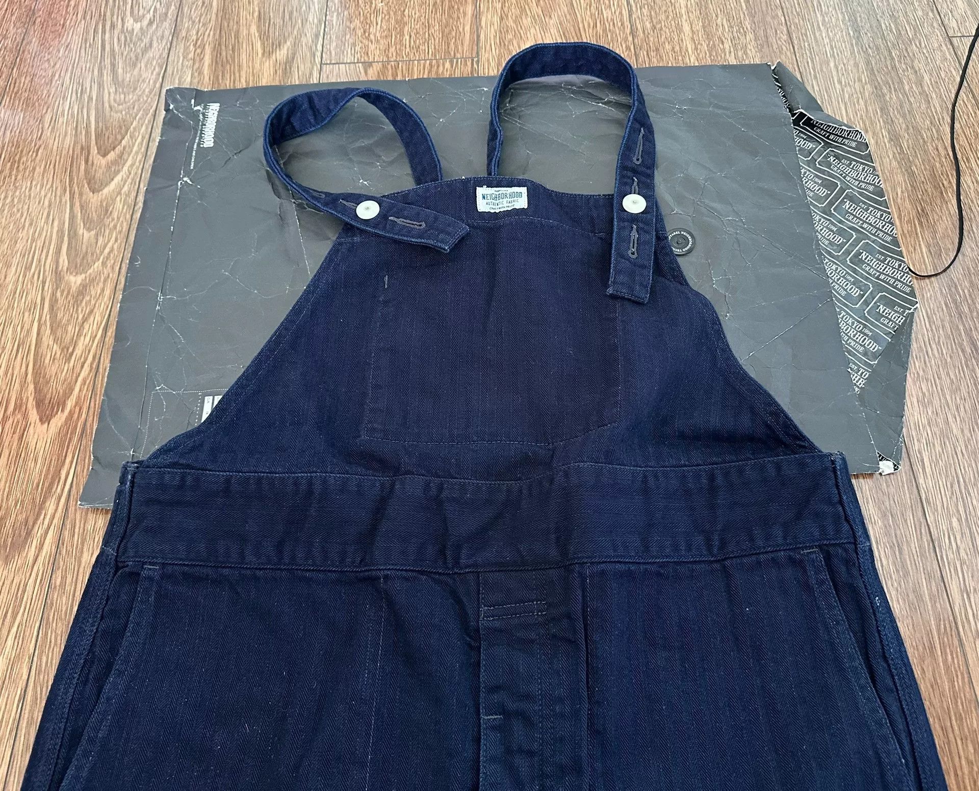 Neighborhood blue dye herringbone fabric overalls Size US 28 / EU 44 - 4 Thumbnail