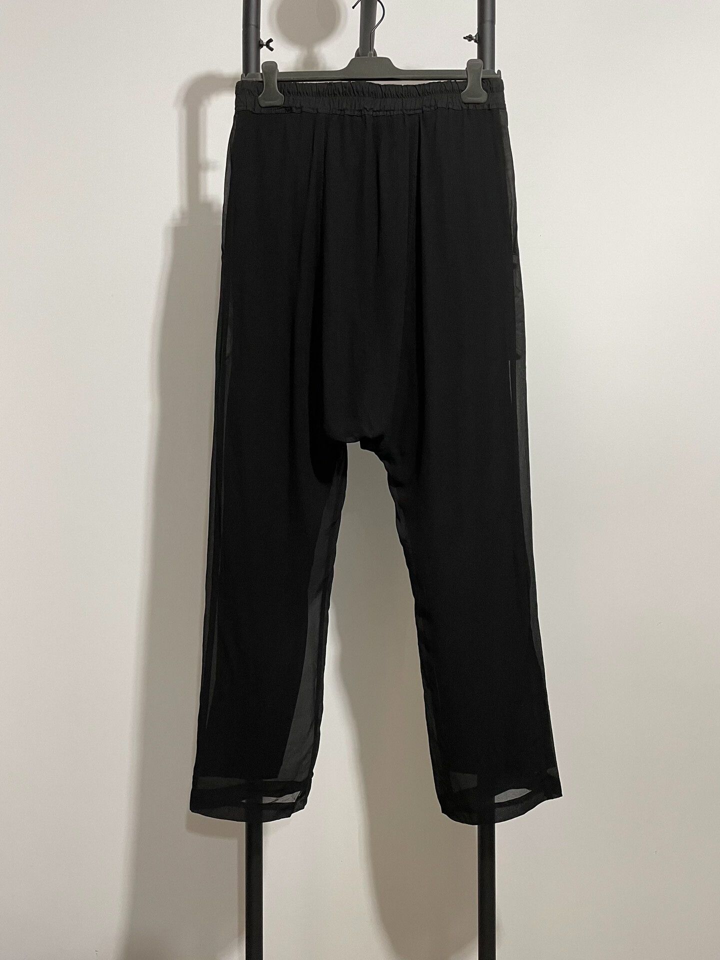 rick owens ro black drop-crotch pants