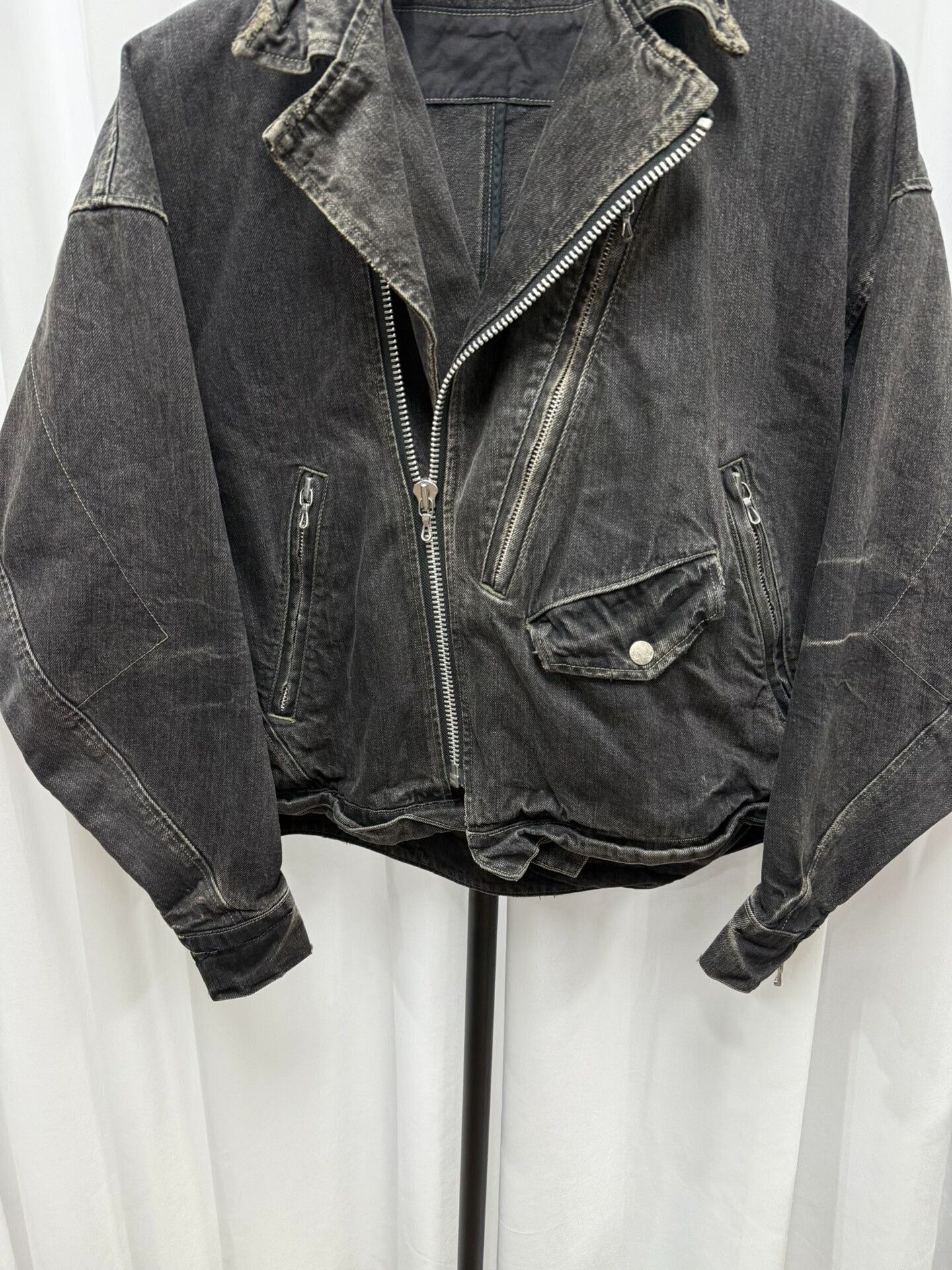Japanese Brand distressed washed black denim jacket Size US XL / EU 56 / 4 - 4 Thumbnail