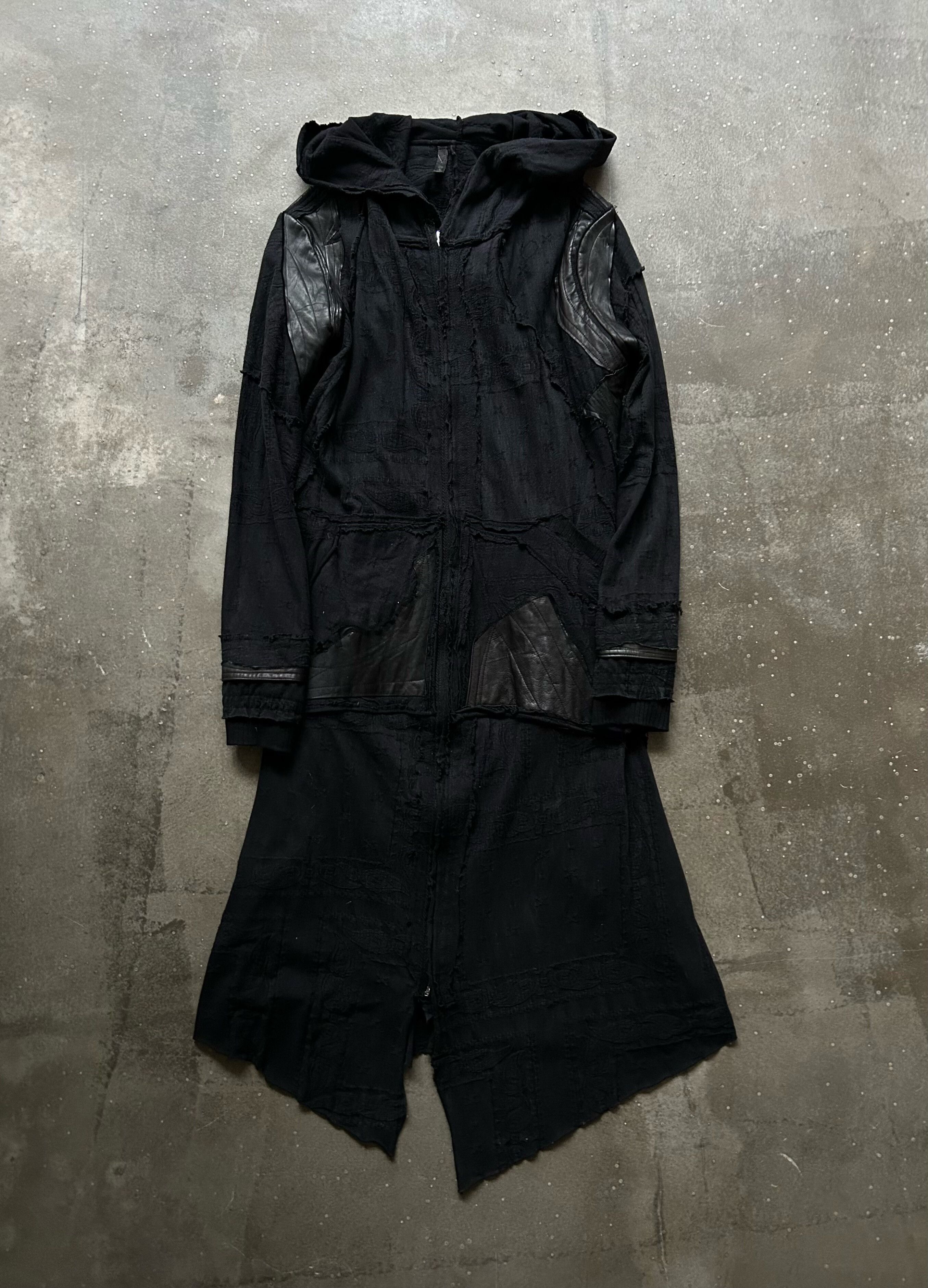 Japanese Brand black patchwork hooded outerwear jacket Size US L / EU 52-54 / 3 - 2 Thumbnail
