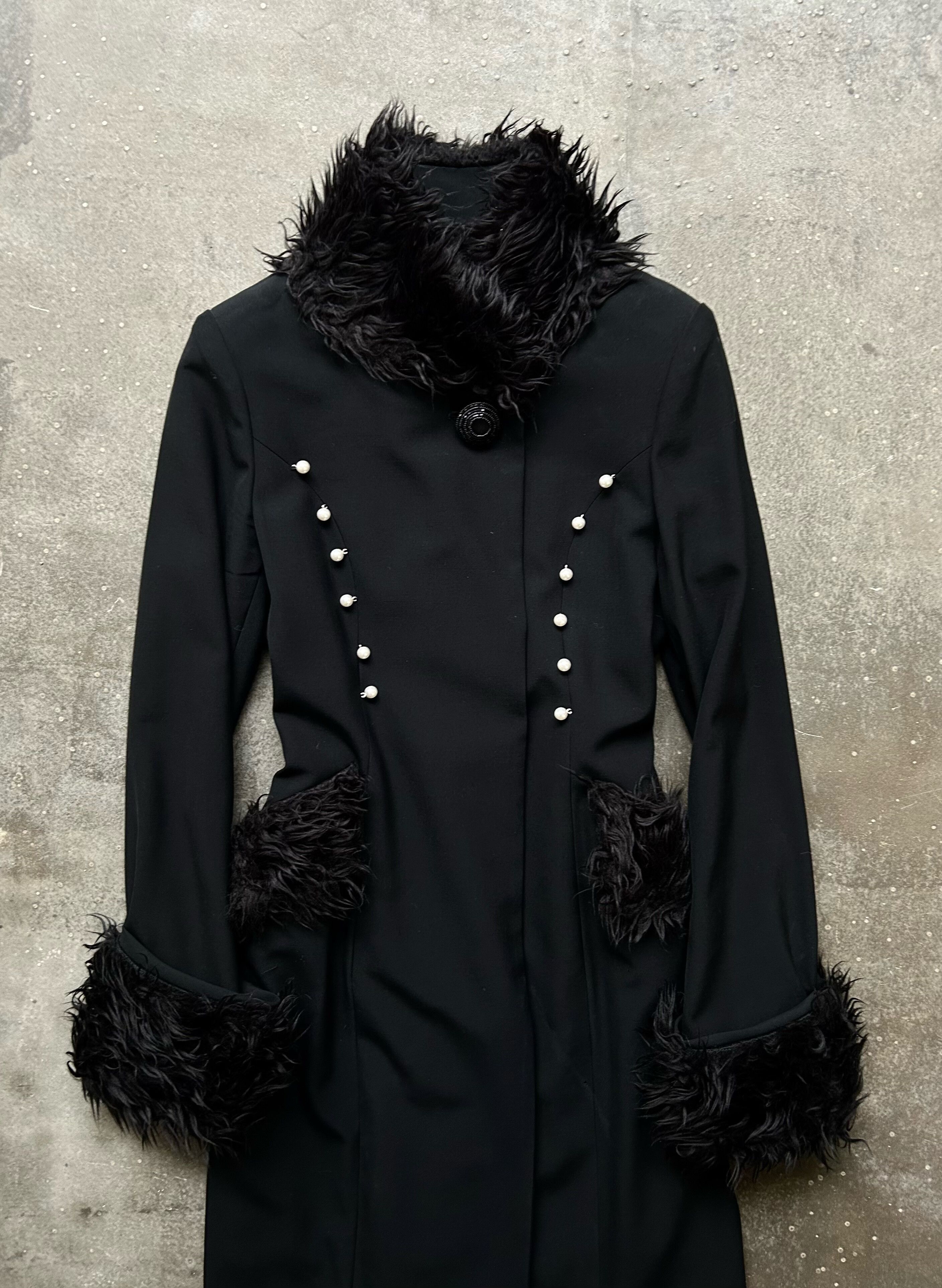 Japanese Brand black gothic wool coat with faux fur Size M / US 6-8 / IT 42-44 - 2 Thumbnail