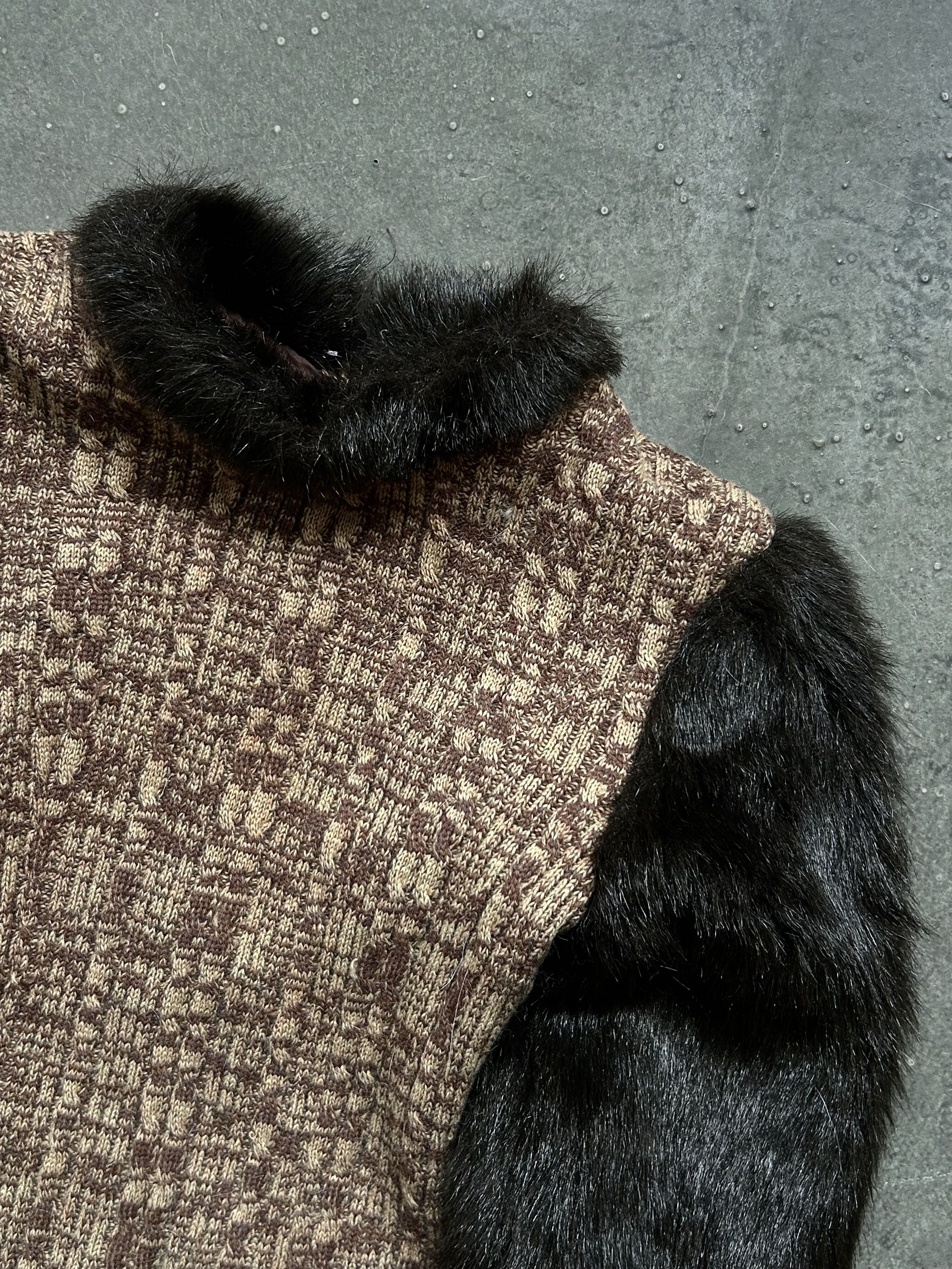 Japanese Brand knitted woven dress with fur sleeves Size M / US 6-8 / IT 42-44 - 8 Thumbnail