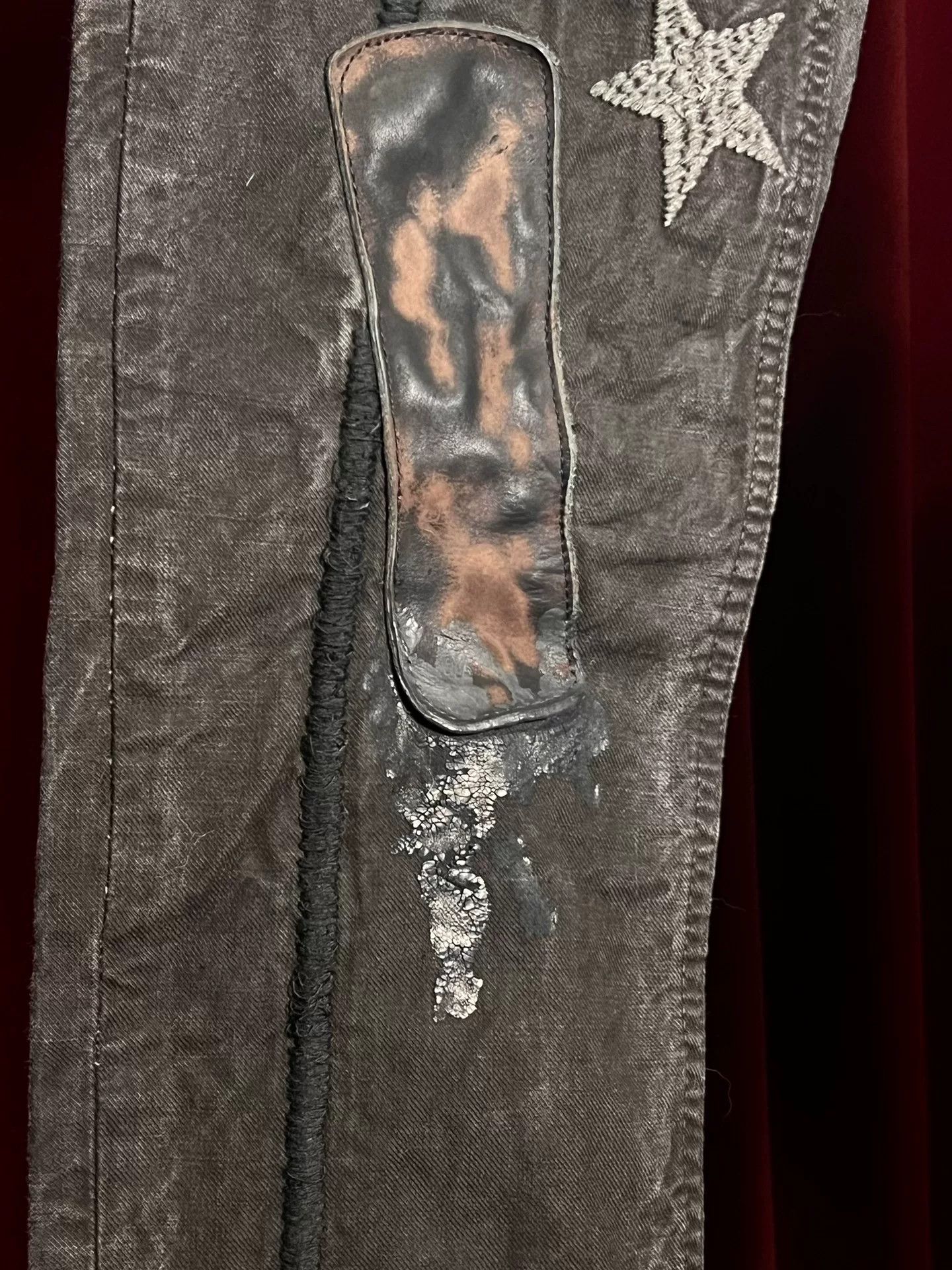 Japanese Brand embroidered denim pants with patchwork details Size US 36 / EU 52 - 2 Thumbnail
