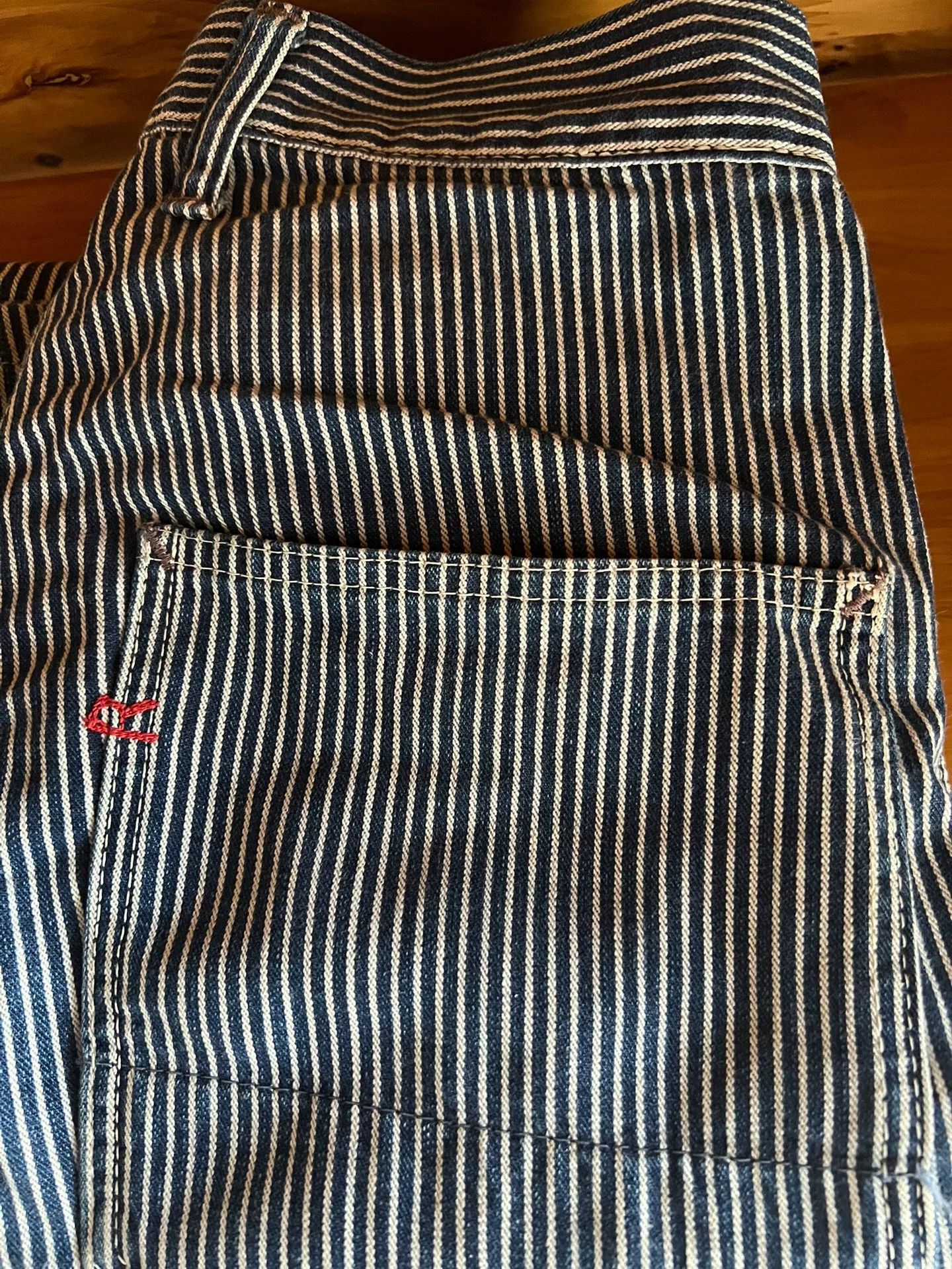 Japanese Brand Women's Blue Striped High-Waist Jeans Size 29" - 6 Thumbnail