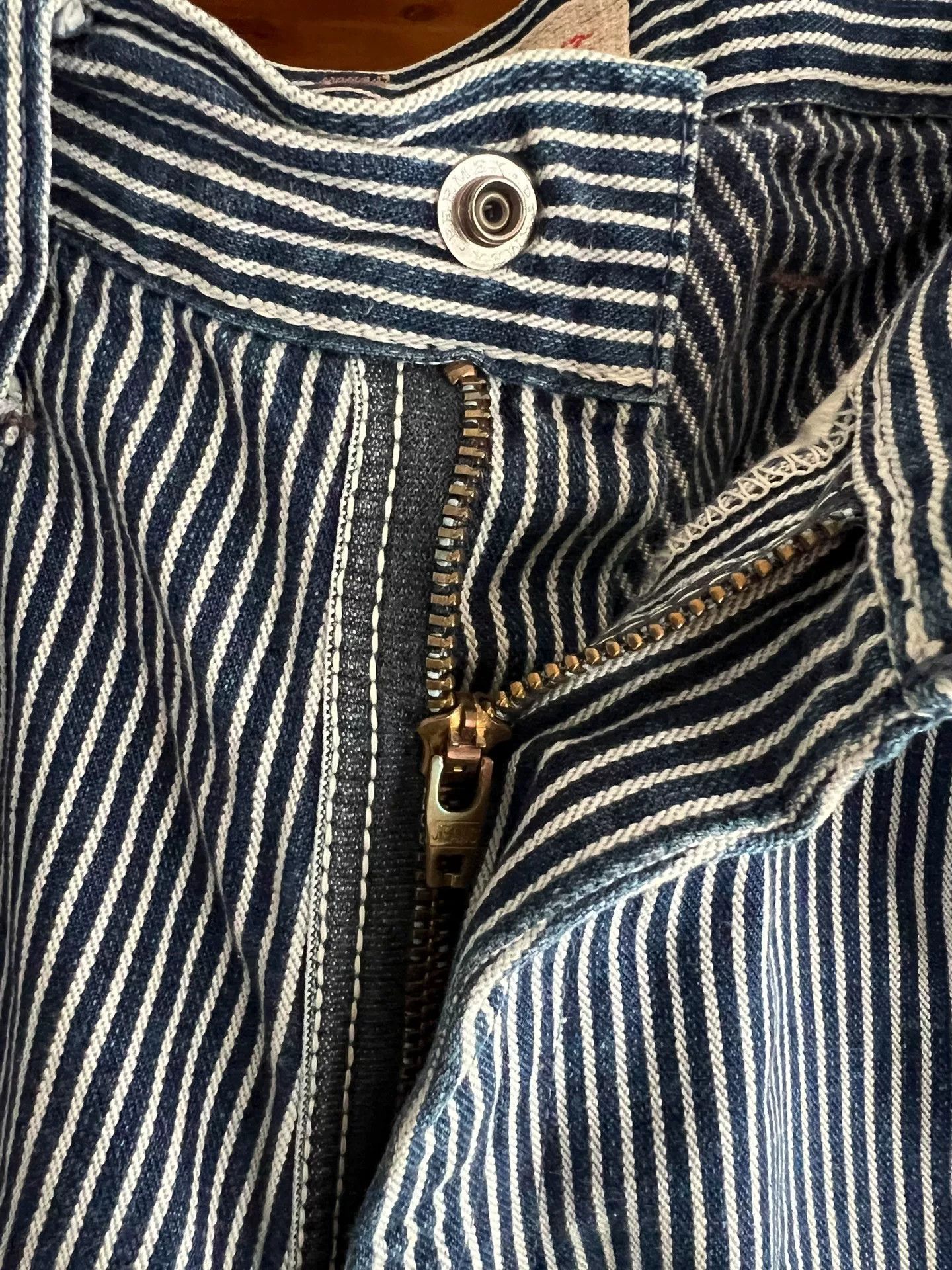 Japanese Brand Women's Blue Striped High-Waist Jeans Size 29" - 5 Thumbnail