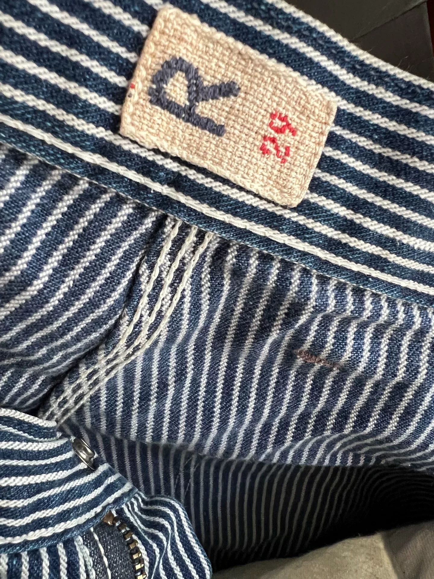 Japanese Brand Women's Blue Striped High-Waist Jeans Size 29" - 9 Thumbnail