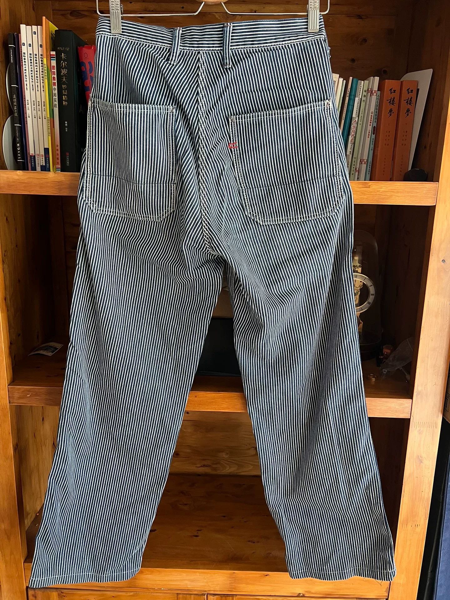 Japanese Brand Women's Blue Striped High-Waist Jeans Size 29" - 8 Thumbnail