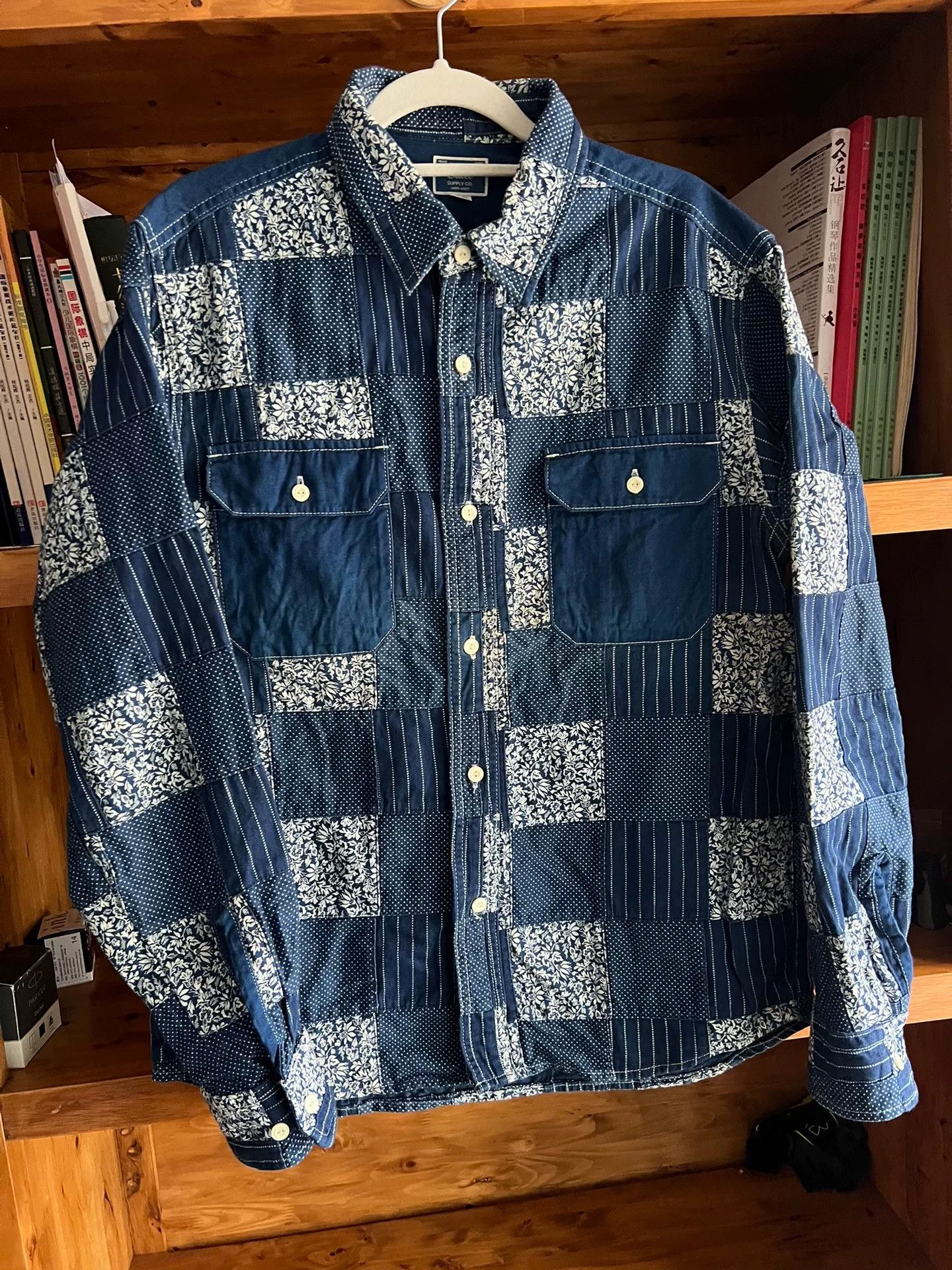 Japanese Brand blue patchwork shirt with traditional dyeing Size US L / EU 52-54 / 3 - 2 Thumbnail