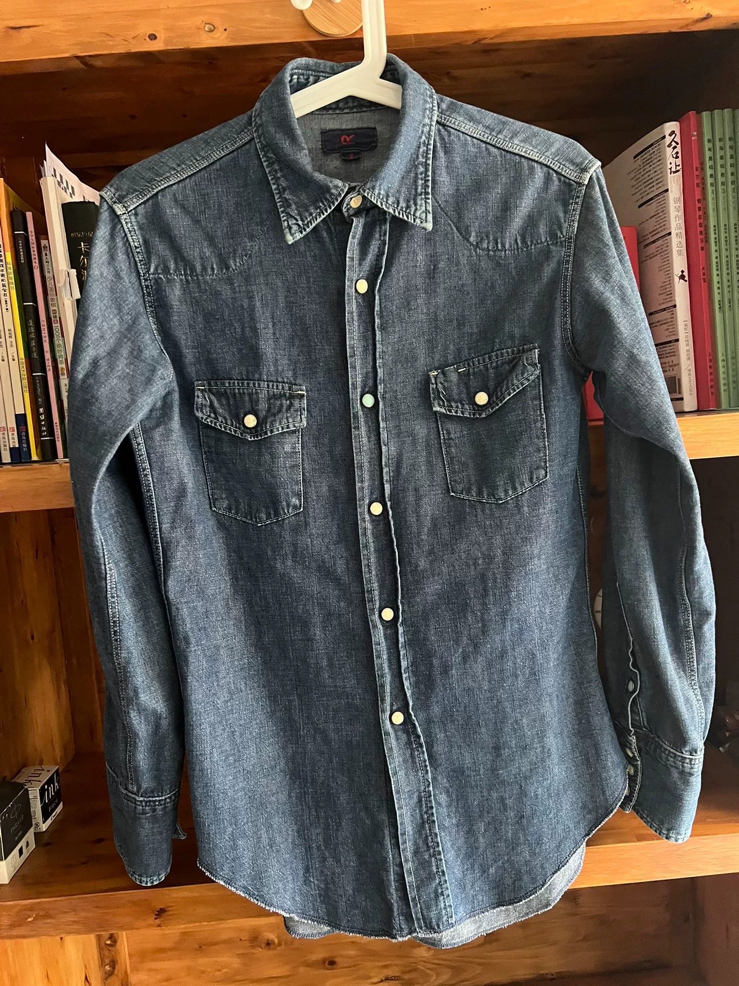 Japanese Brand women's blue washed denim shirt with gemstone buttons Size M / US 6-8 / IT 42-44 - 2 Thumbnail
