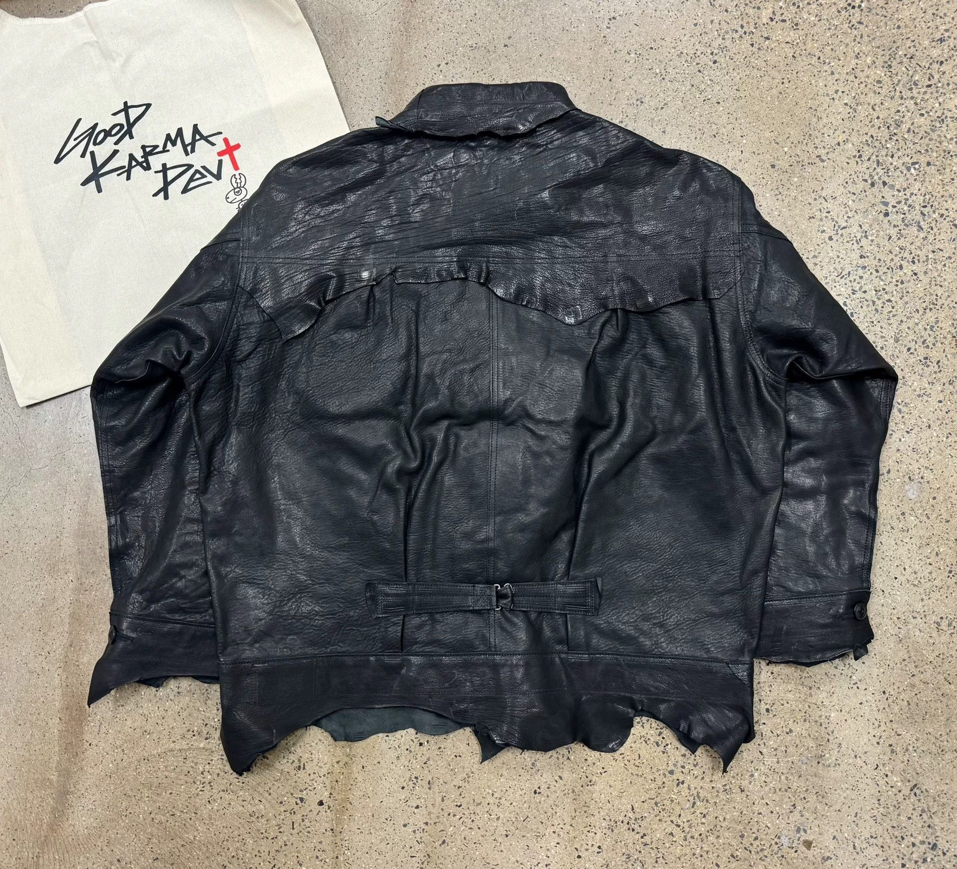 Japanese Brand good karma leather shirt jacket in black Size US M / EU 48-50 / 2 - 2 Thumbnail