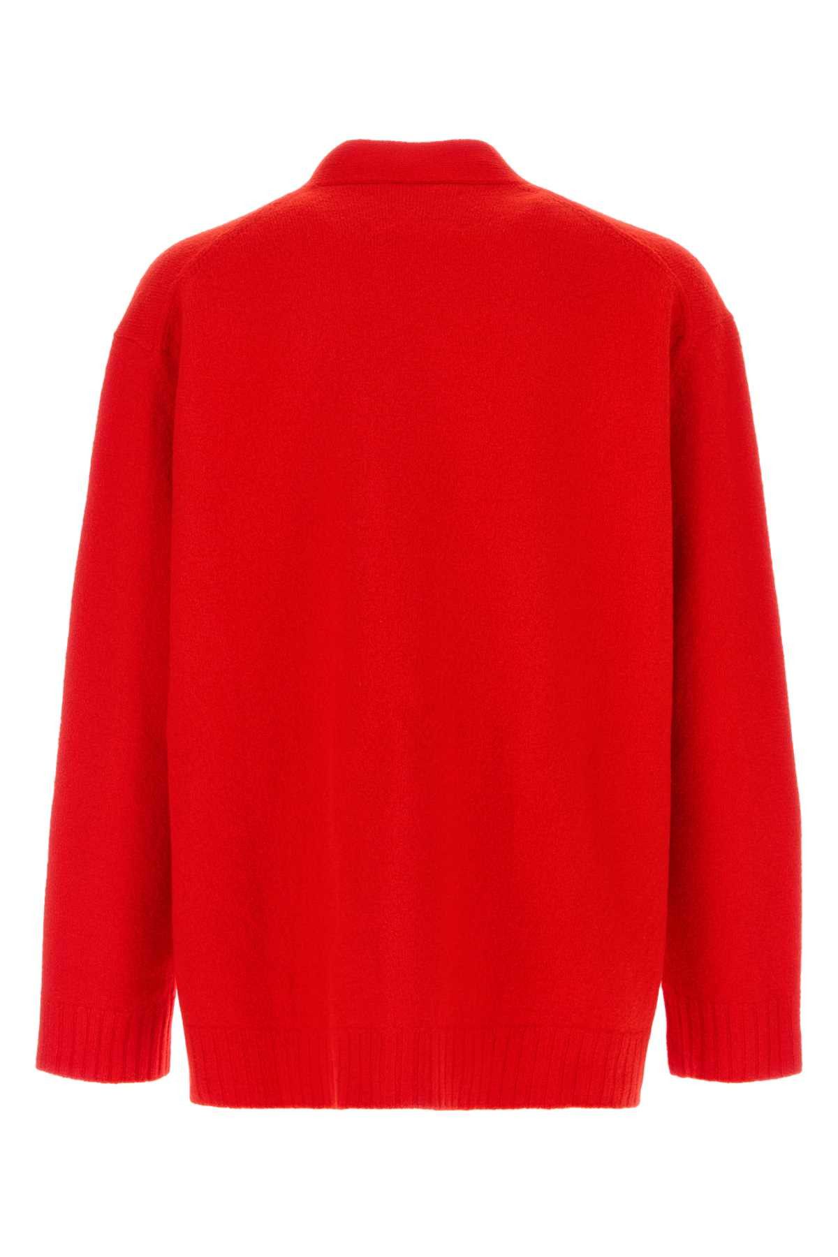 Jil Sander Red Wool Cardigan Size US L / EU 52-54 / 3 - 2 Thumbnail