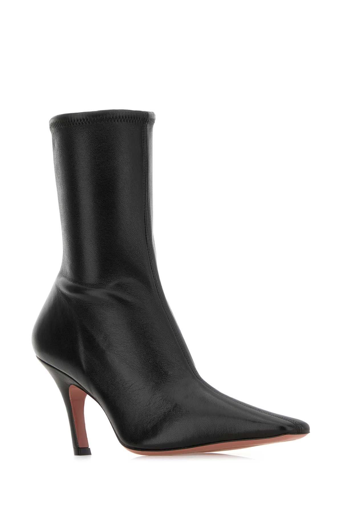 Amina Muaddi Black Nappa Leather Jamie Ankle Boots Size US 9 / IT 39 - 2 Thumbnail