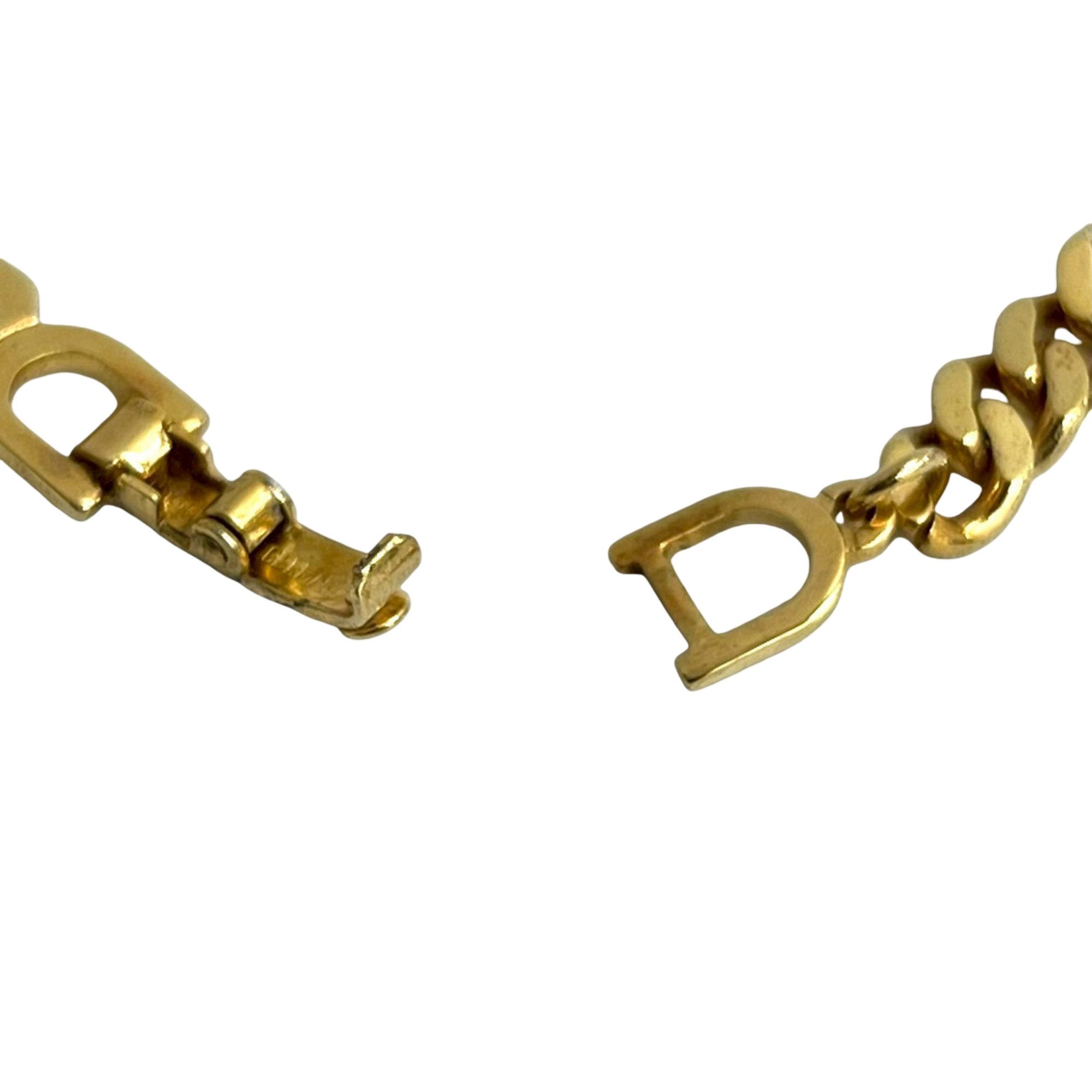 Dior Dior Gold Plated CD Logo Rhinestone Cuban Chain Link Necklace Size ONE SIZE - 3 Thumbnail