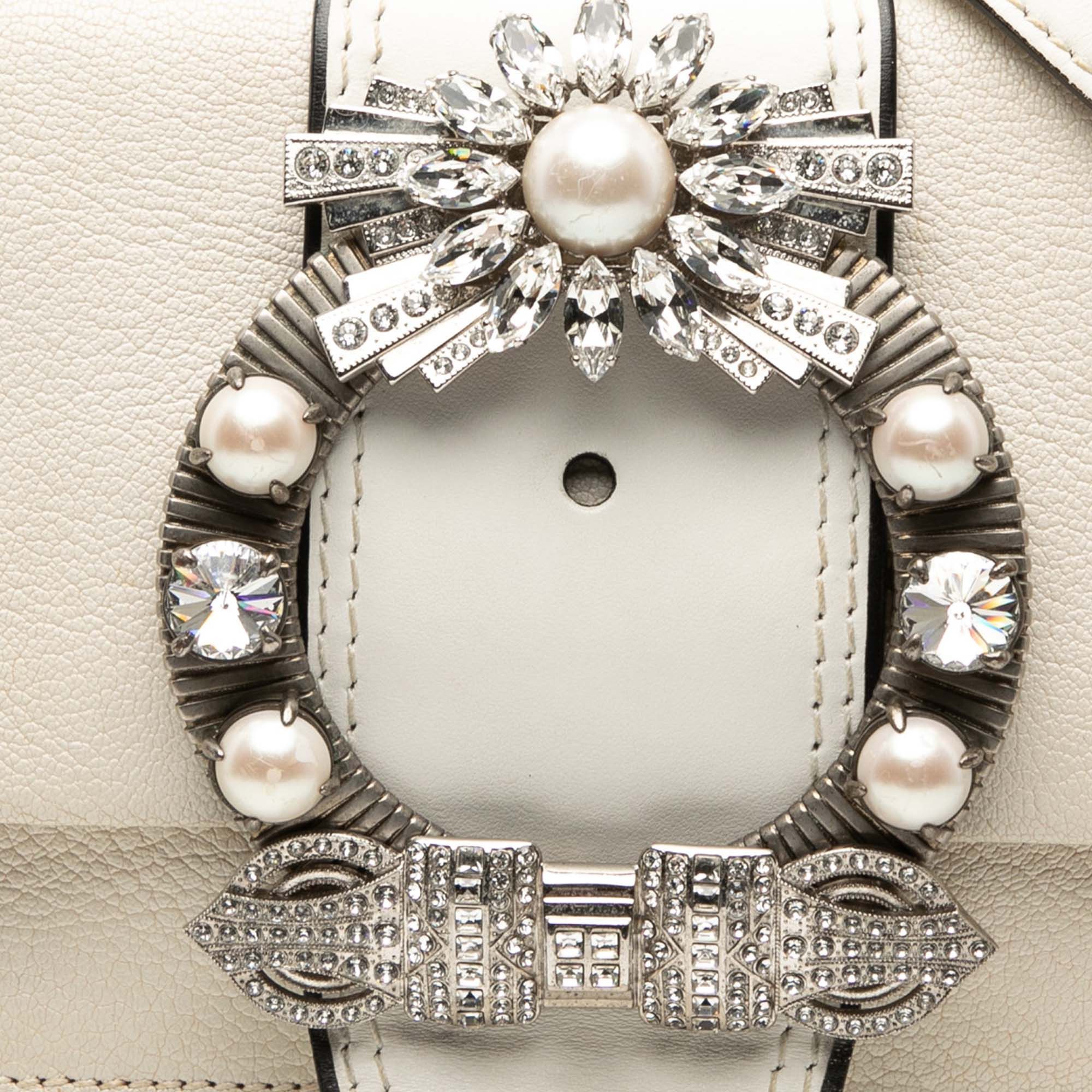 Miu Miu Miu Miu Goatskin Madras Soft Calf Crystal Embellished Crossbody Size ONE SIZE - 6 Thumbnail