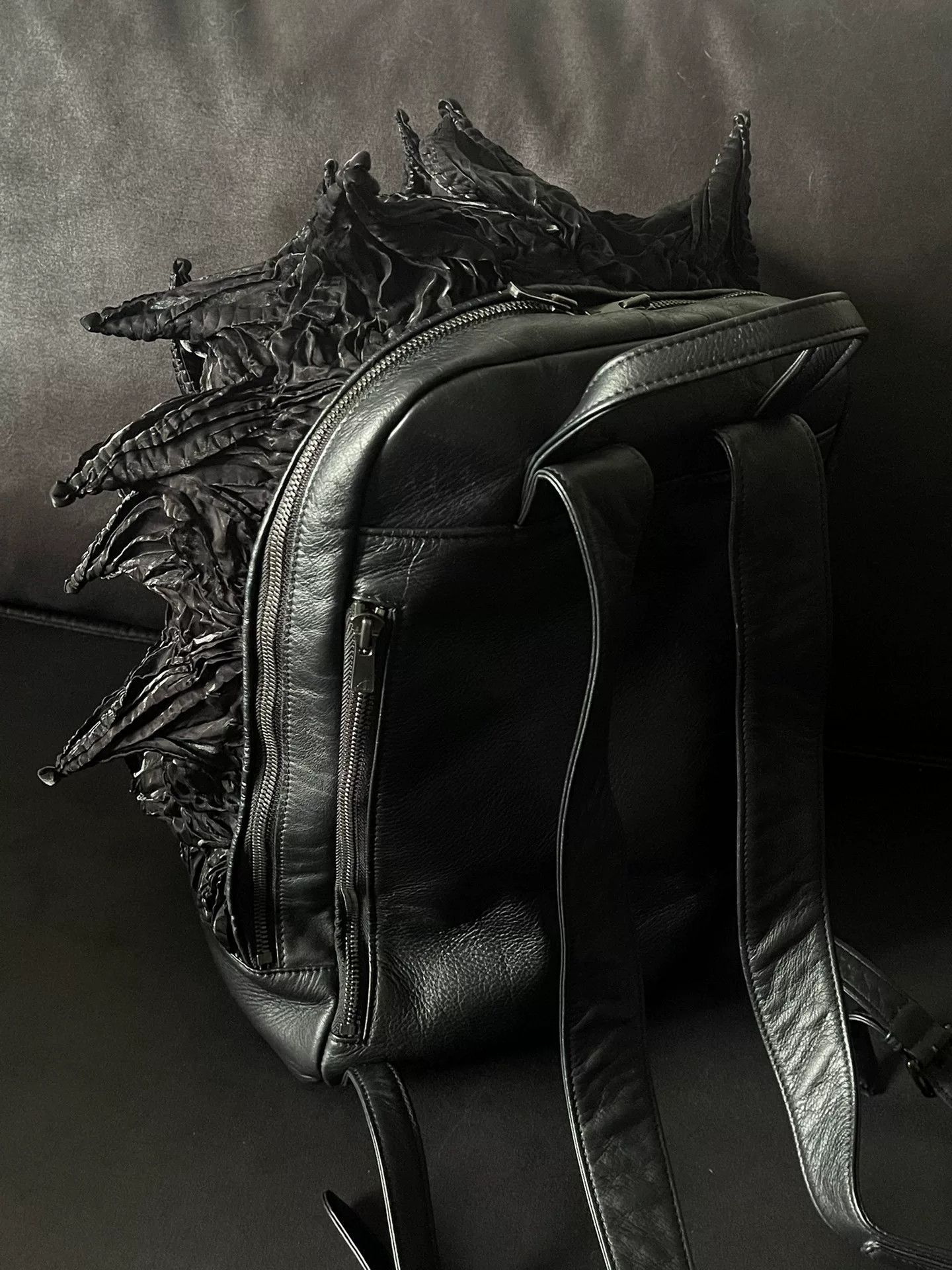 Japanese Brand unique black leather backpack by bunzaburo Size ONE SIZE - 4 Thumbnail