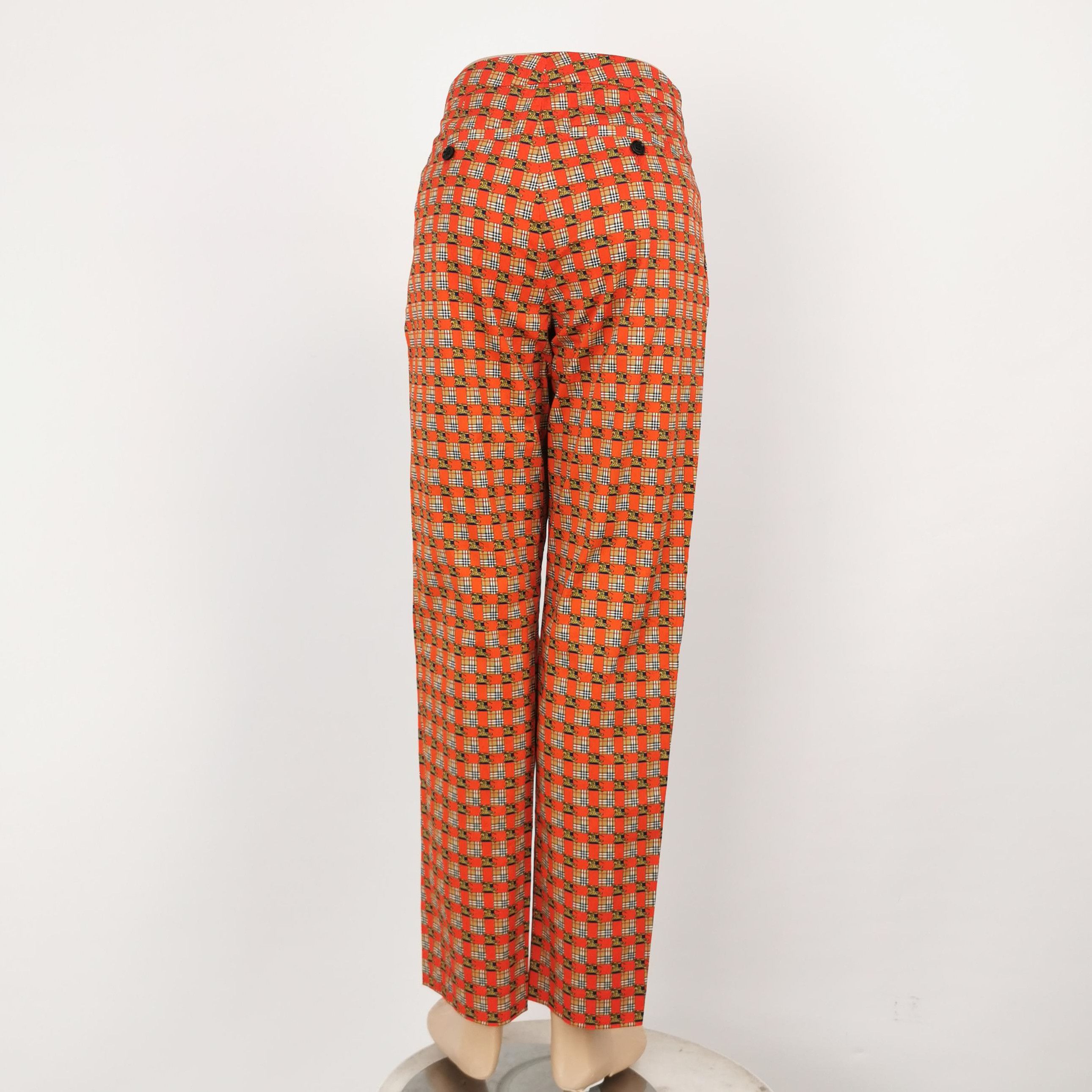 Burberry Cotton Check Straight-Leg Pants in XL 0079