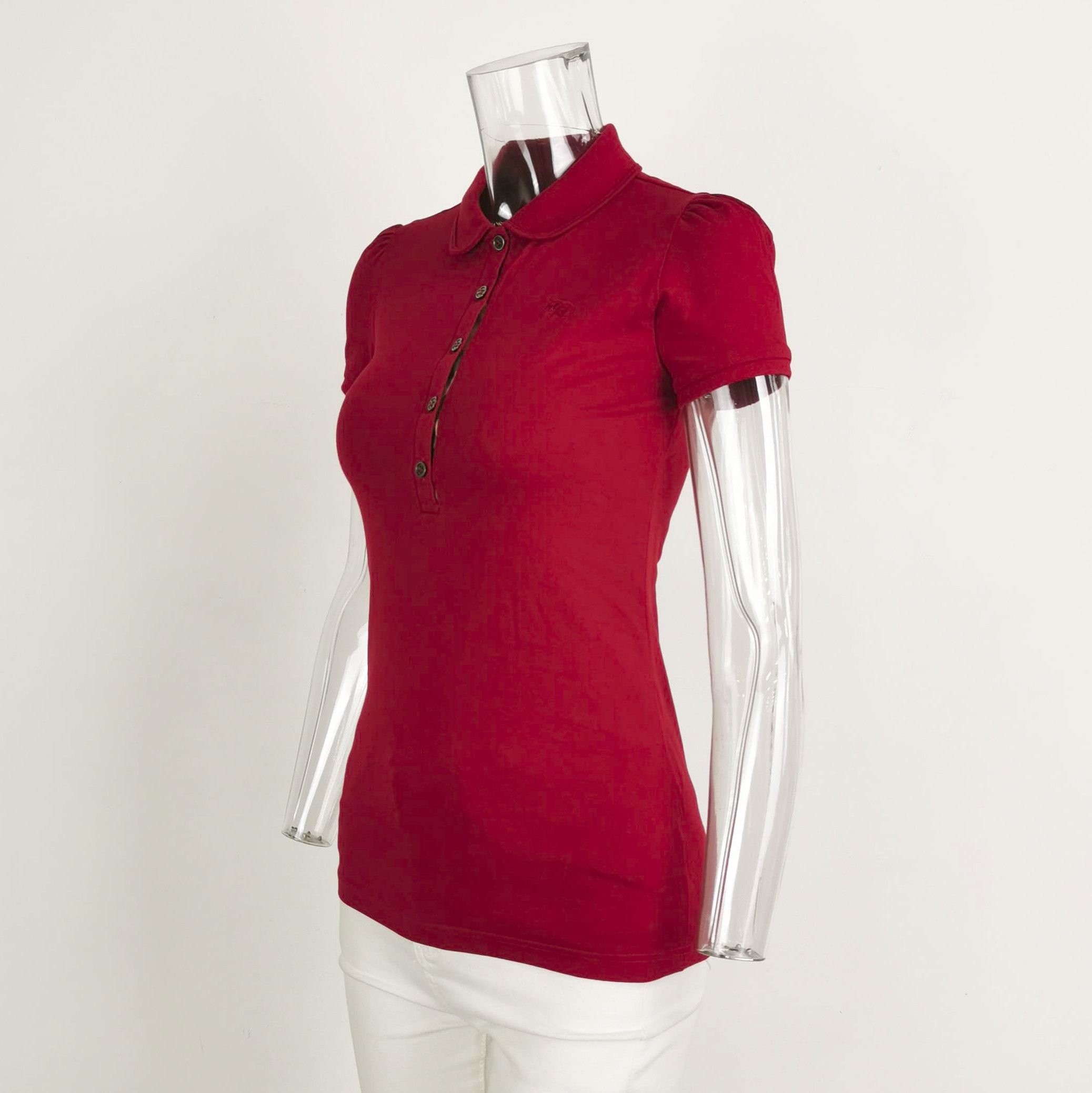 Burberry Burberry Brit Red Embroidered Polo T-Shirt 0079 Size US XS / EU 42 / 0 - 2 Thumbnail