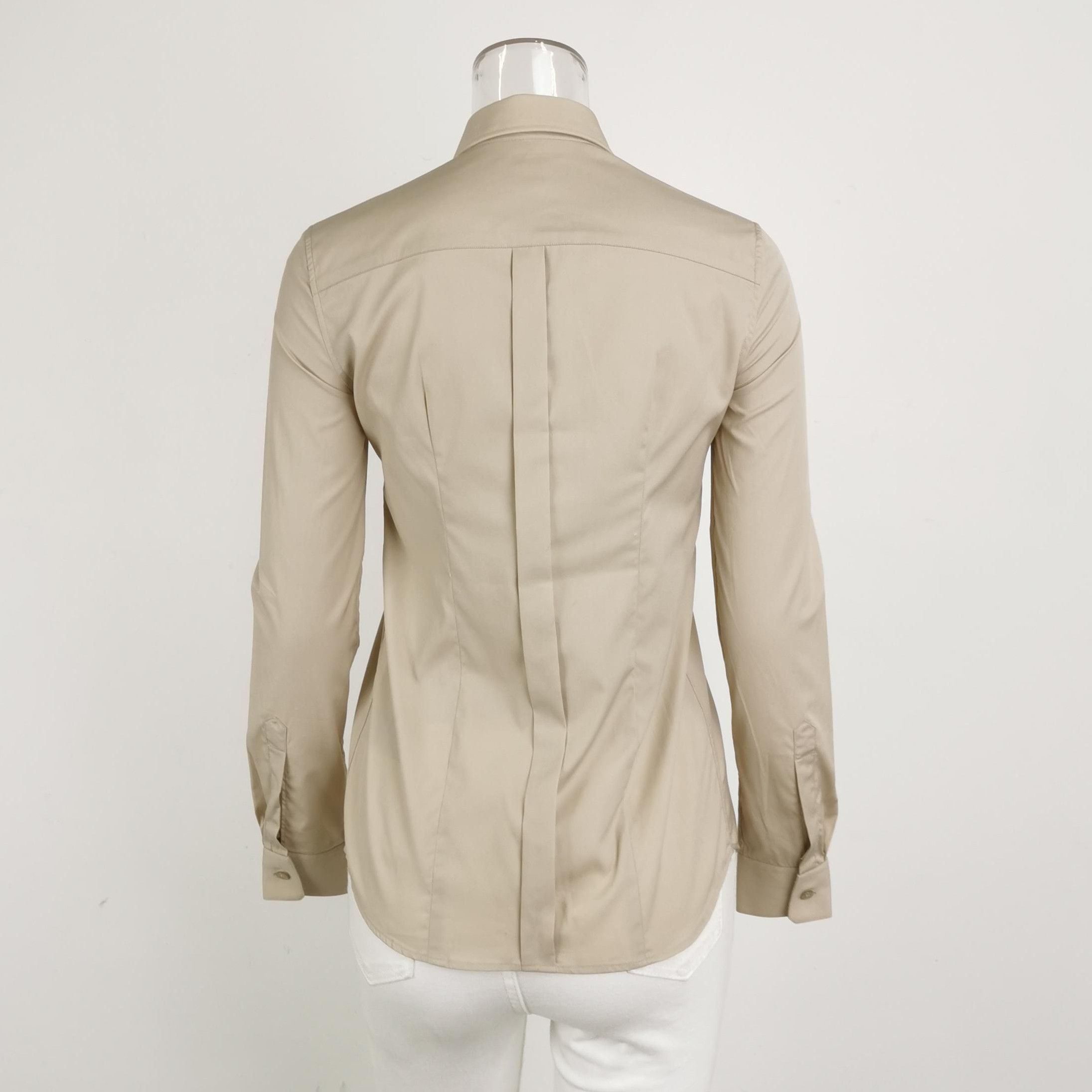 Burberry Burberry Beige Cotton Long Sleeve Shirt 0079 Size US XS / EU 42 / 0 - 3 Thumbnail