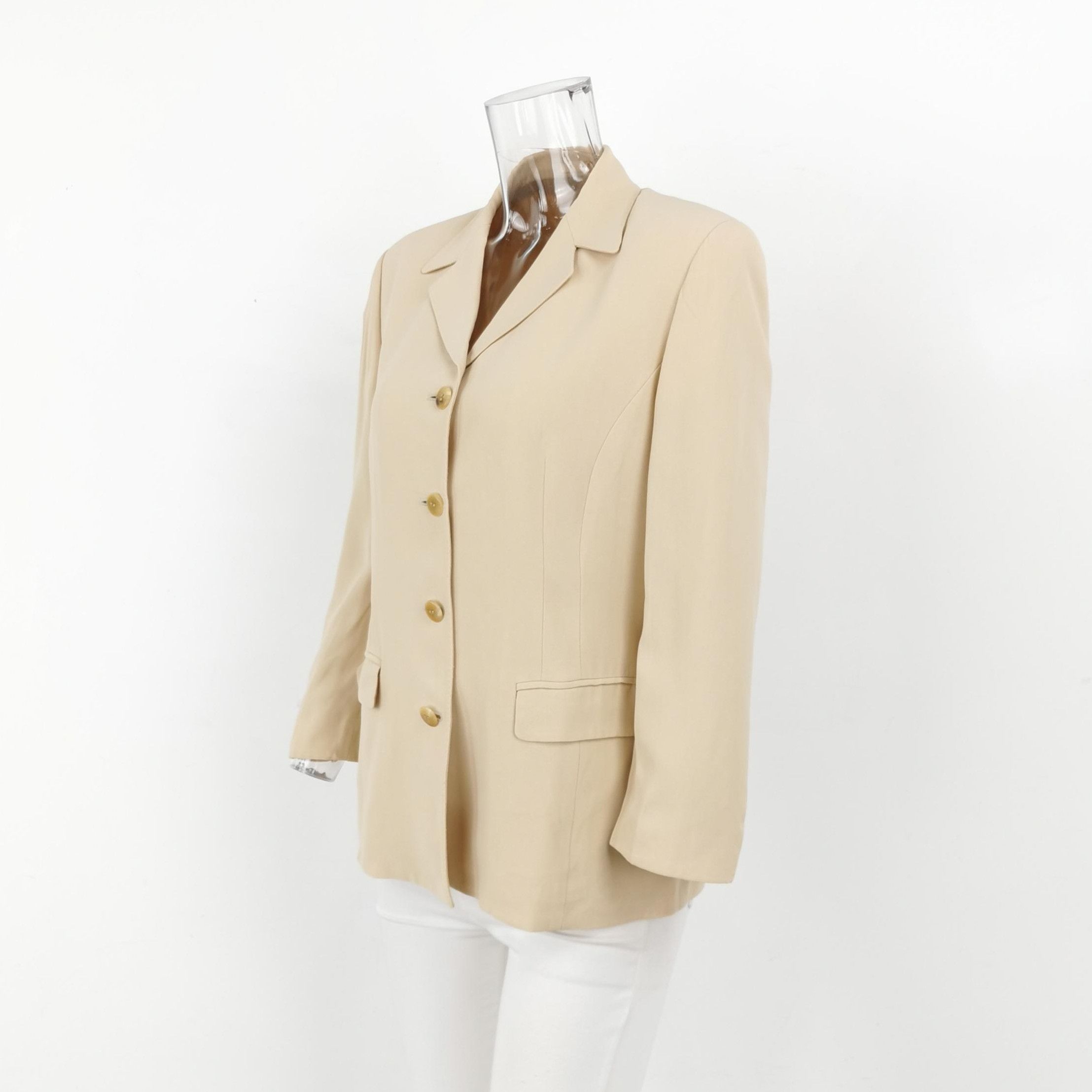 Burberry Burberry Classic Beige Button-Down Blazer 0079 Size US L / EU 52-54 / 3 - 2 Thumbnail