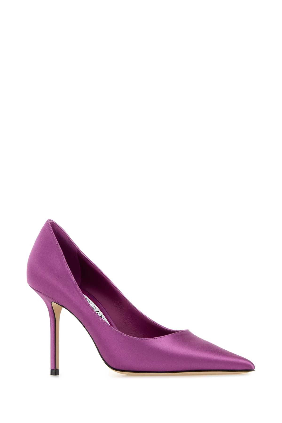 Jimmy Choo Purple Satin Love Pumps Size US 7.5 / IT 37.5 - 2 Thumbnail