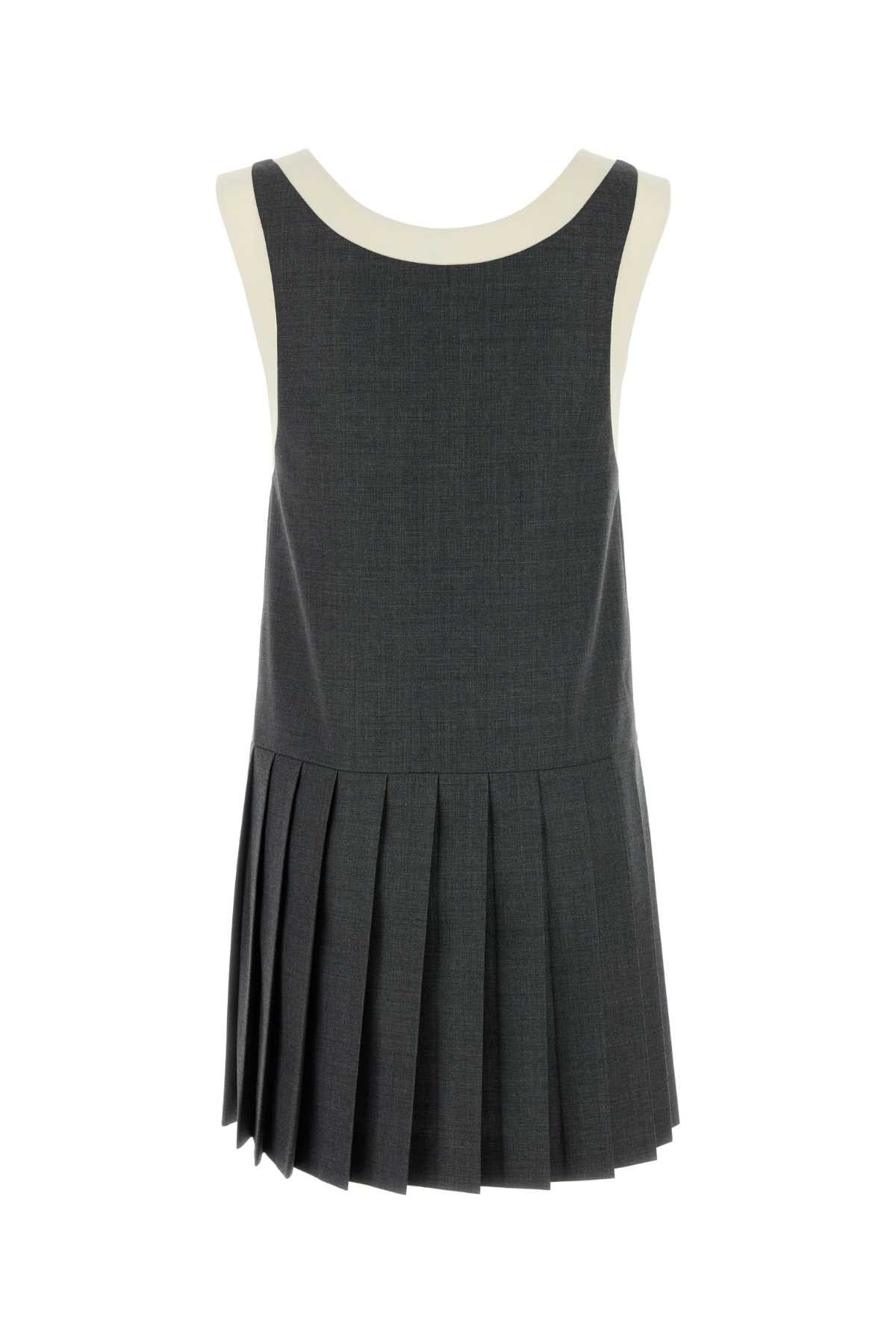 Miu Miu Dark Grey Wool Mini Dress Size M / US 6-8 / IT 42-44 - 2 Thumbnail