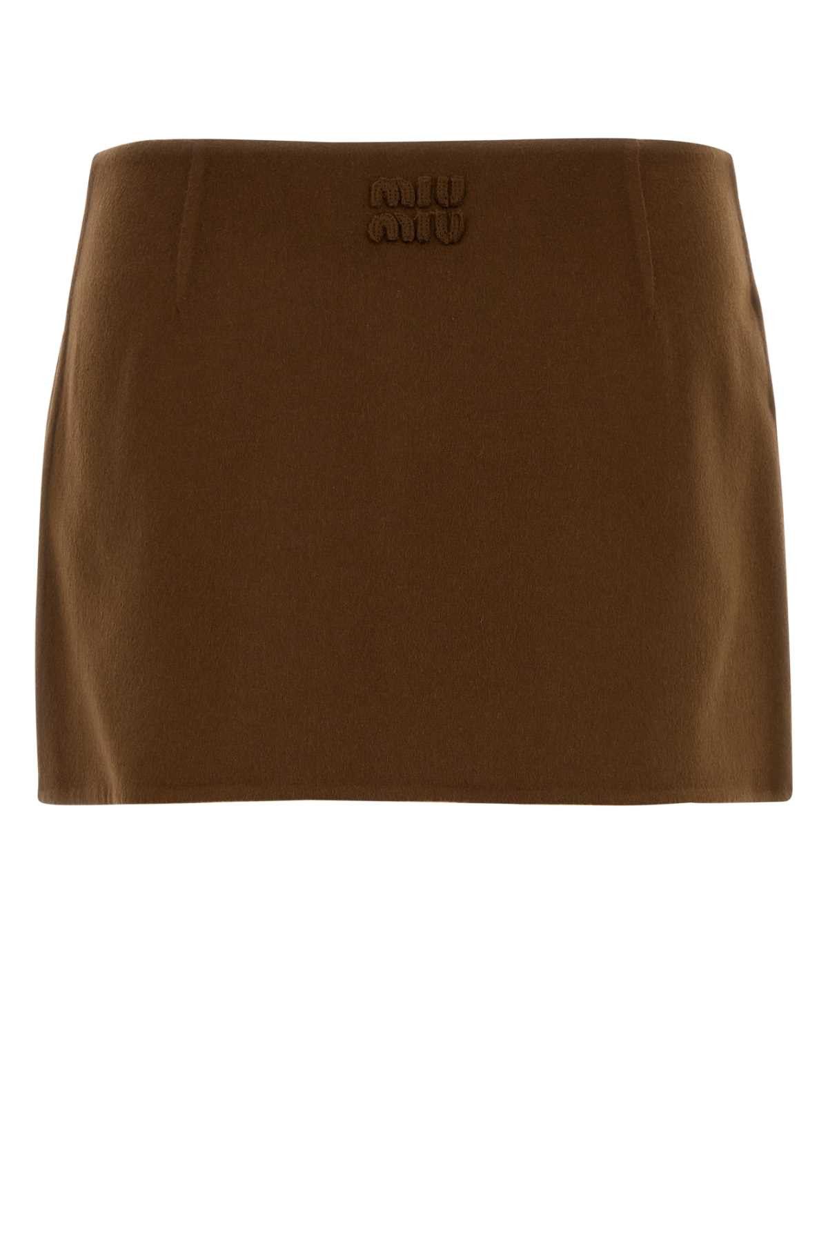 Miu Miu Brown Wool Blend Mini Skirt Size 27" / US 4 / IT 40 - 2 Thumbnail