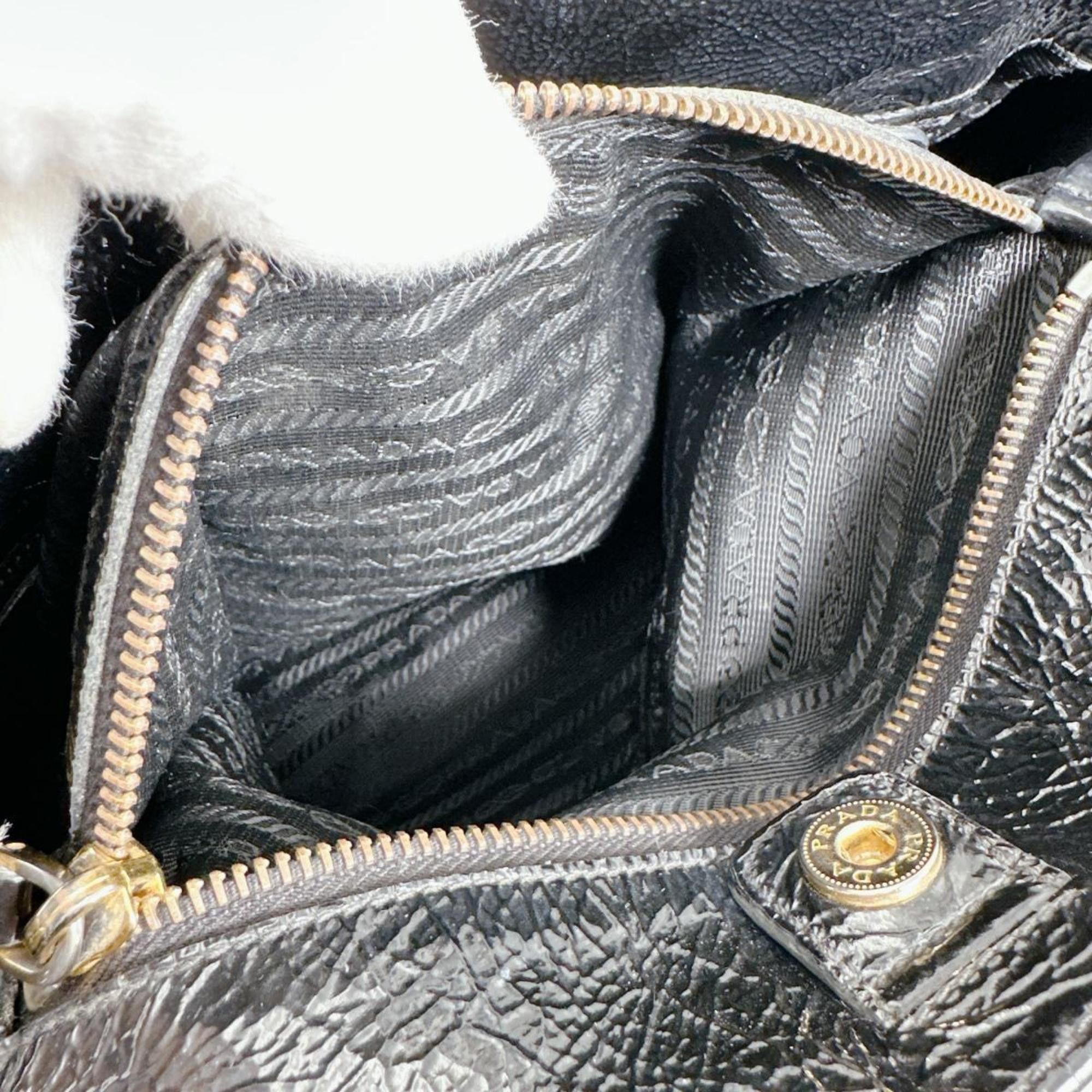 Prada Prada tote bag shoulder in patent leather and black Size ONE SIZE - 12 Thumbnail