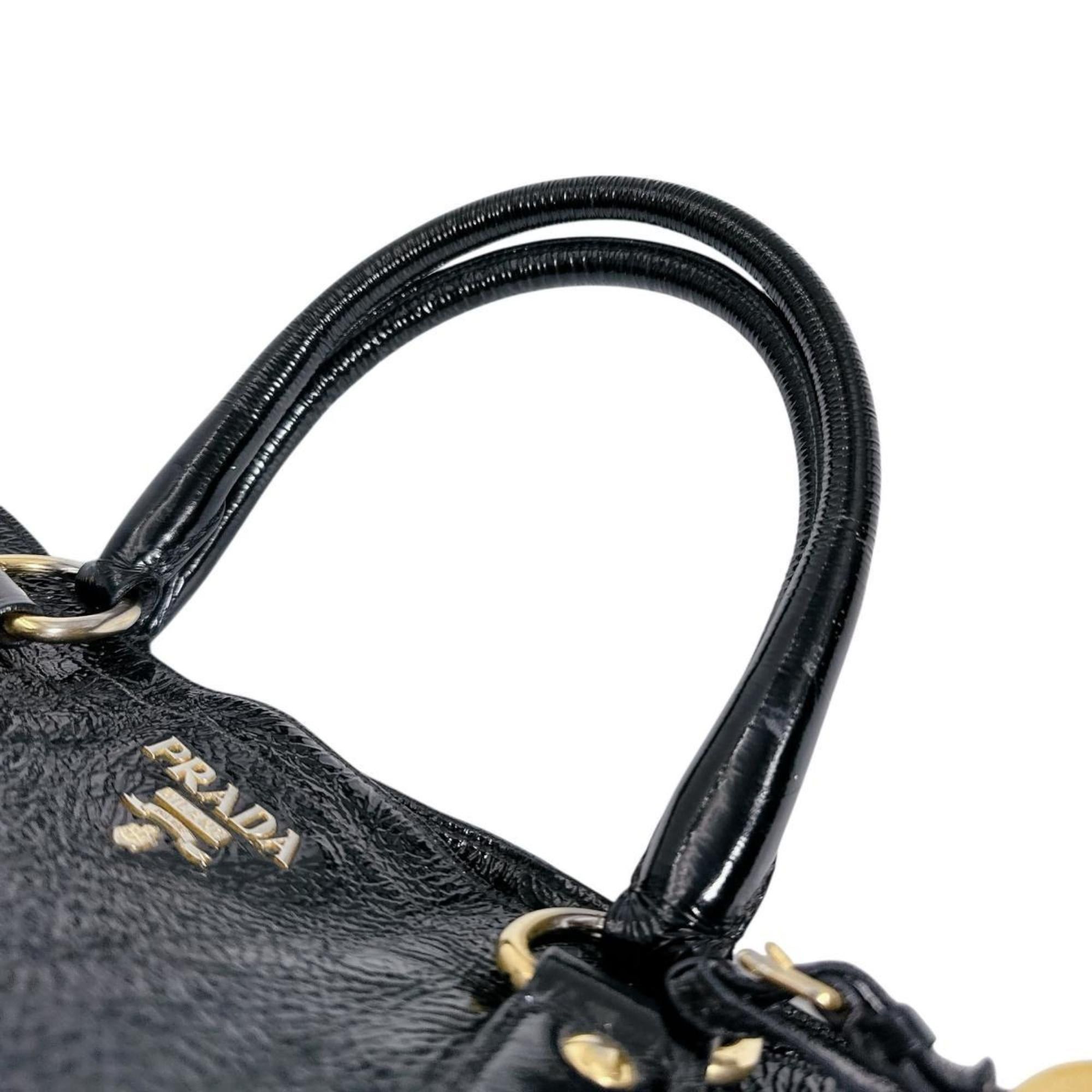 Prada Prada tote bag shoulder in patent leather and black Size ONE SIZE - 9 Thumbnail