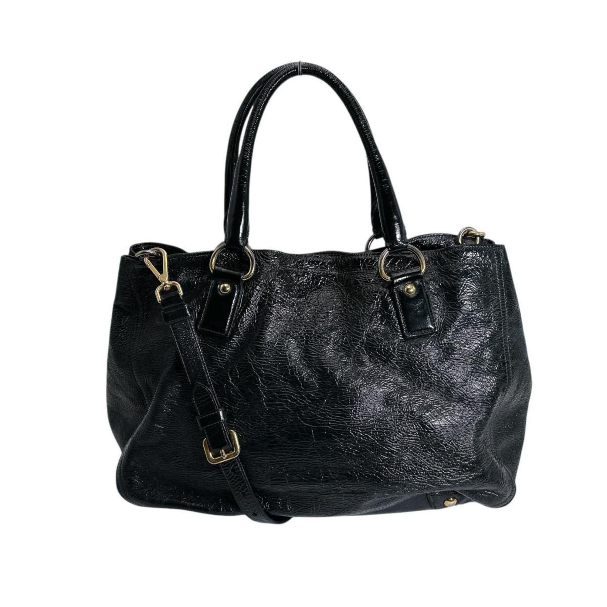 Prada Prada tote bag shoulder in patent leather and black Size ONE SIZE - 2 Thumbnail