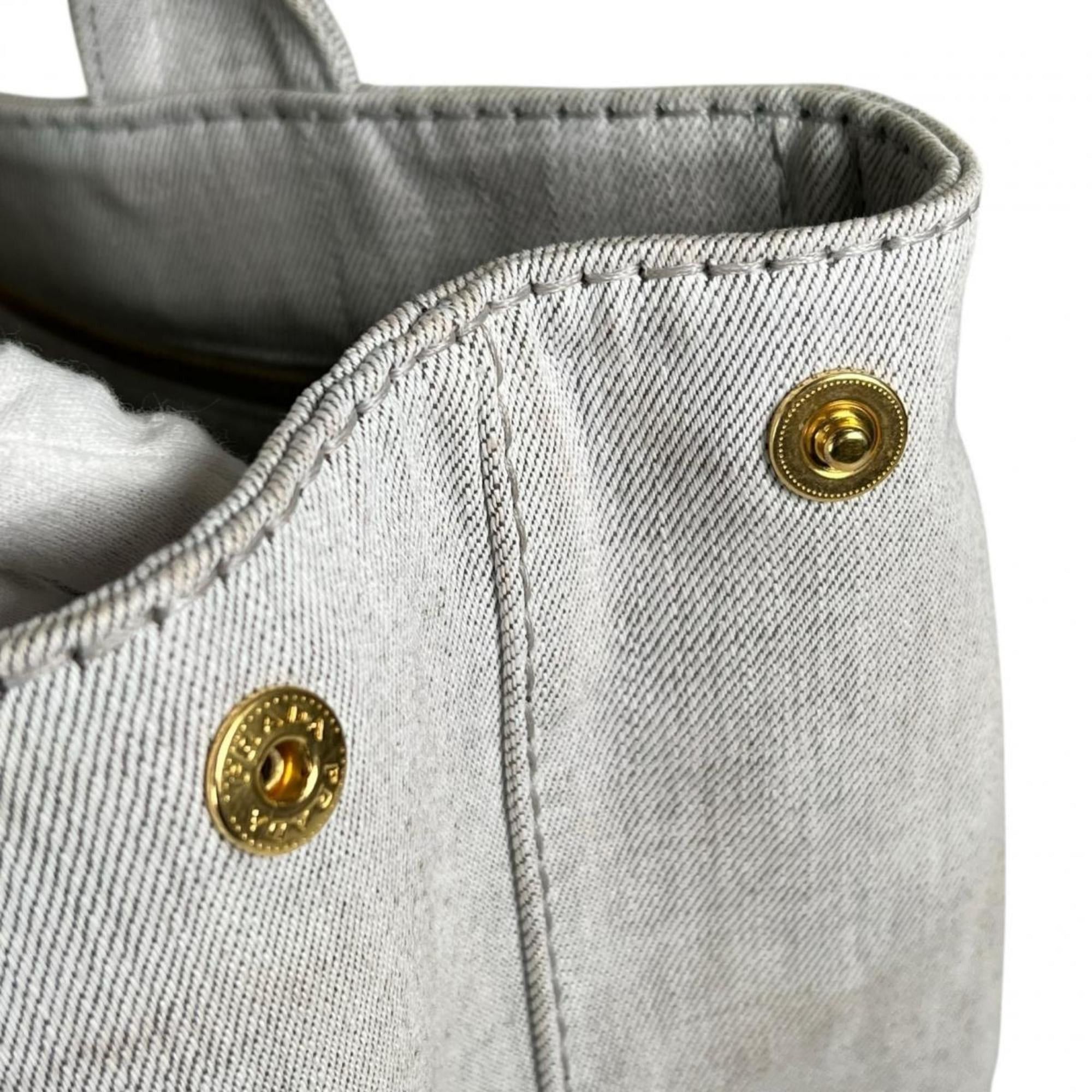 Prada Prada Canapa Tote Bag in Denim, 1BG642 Bianco Size ONE SIZE - 14 Thumbnail