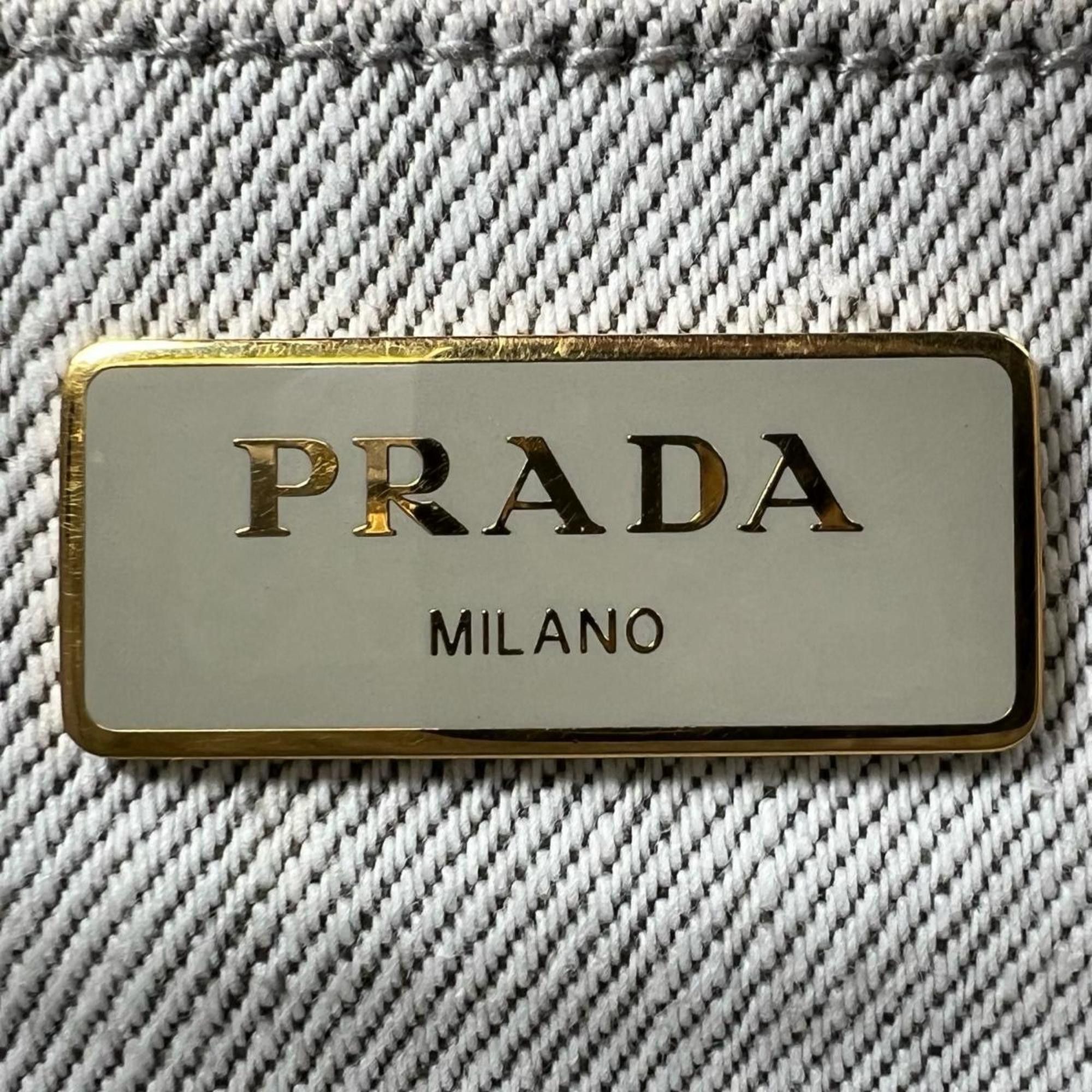 Prada Prada Canapa Tote Bag in Denim, 1BG642 Bianco Size ONE SIZE - 16 Thumbnail