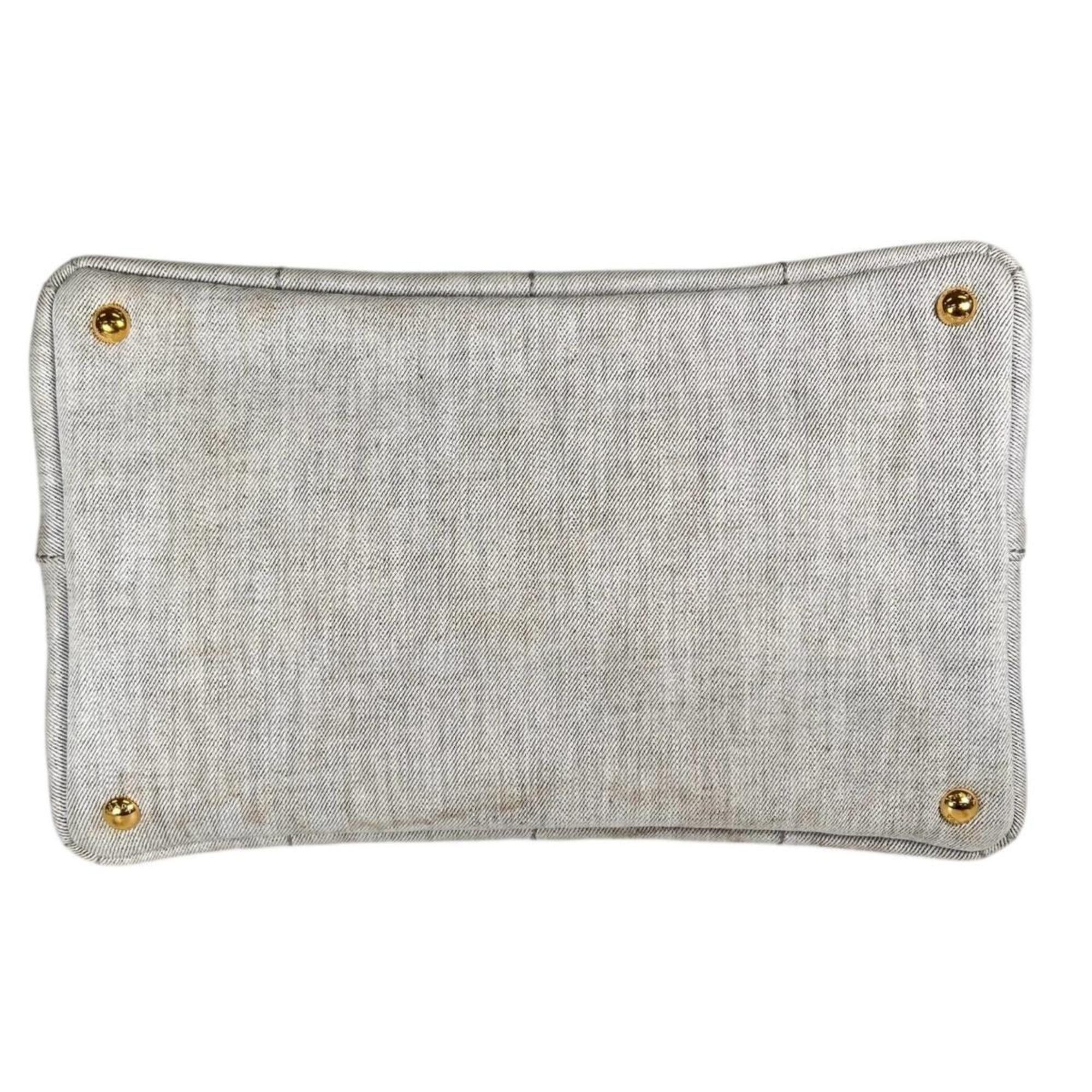 Prada Prada Canapa Tote Bag in Denim, 1BG642 Bianco Size ONE SIZE - 6 Thumbnail