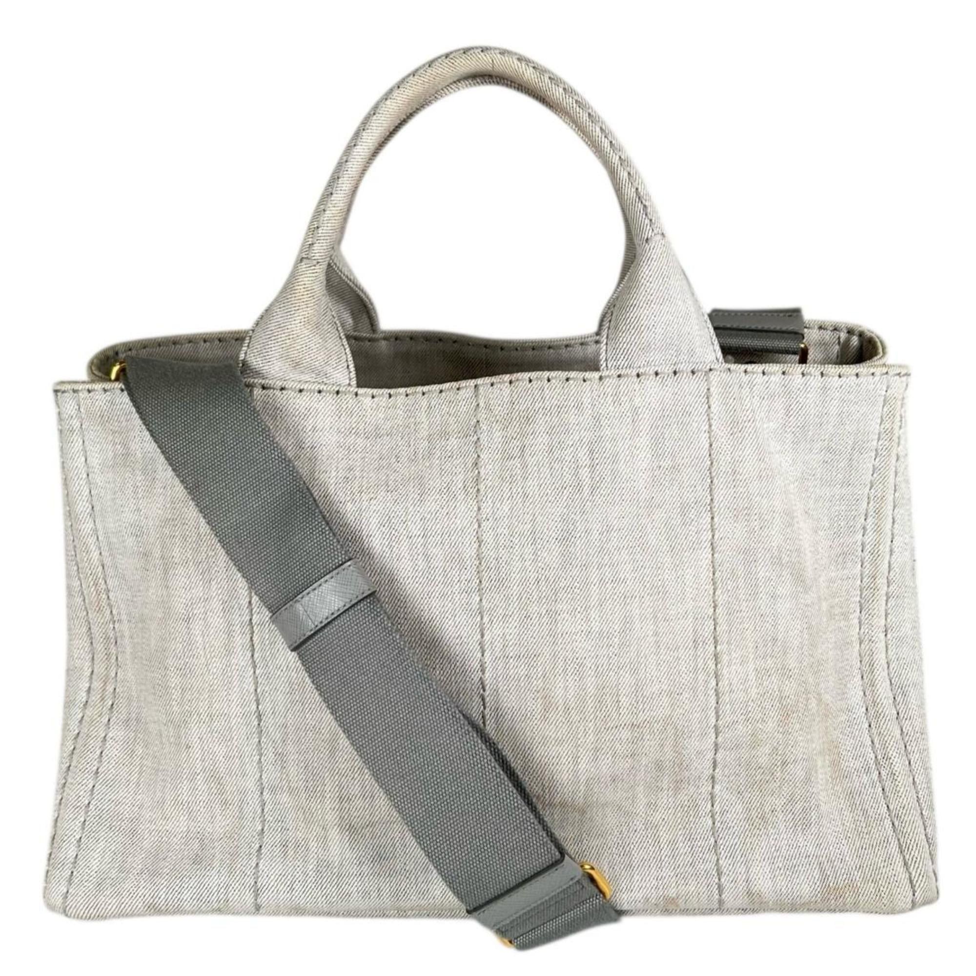 Prada Prada Canapa Tote Bag in Denim, 1BG642 Bianco Size ONE SIZE - 3 Thumbnail