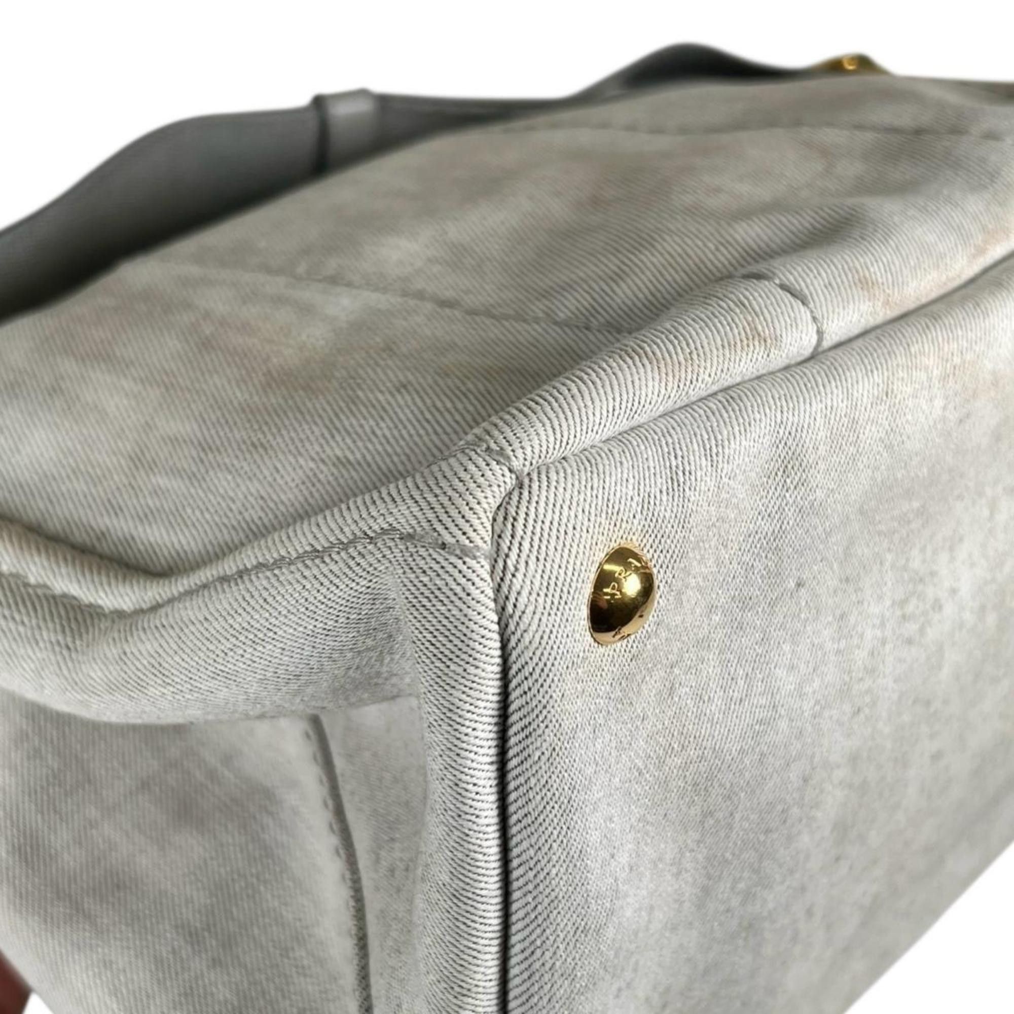Prada Prada Canapa Tote Bag in Denim, 1BG642 Bianco Size ONE SIZE - 9 Thumbnail