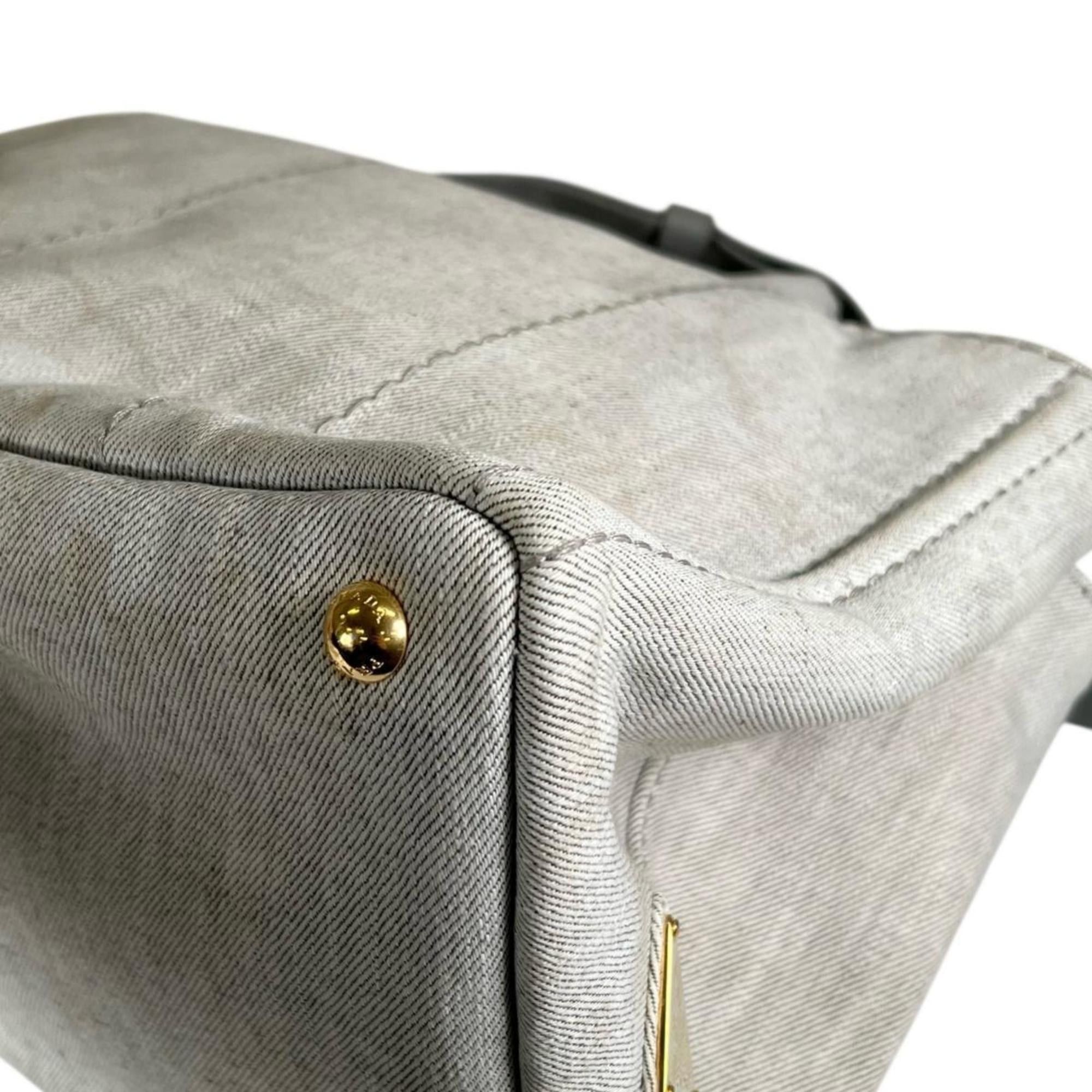 Prada Prada Canapa Tote Bag in Denim, 1BG642 Bianco Size ONE SIZE - 10 Thumbnail