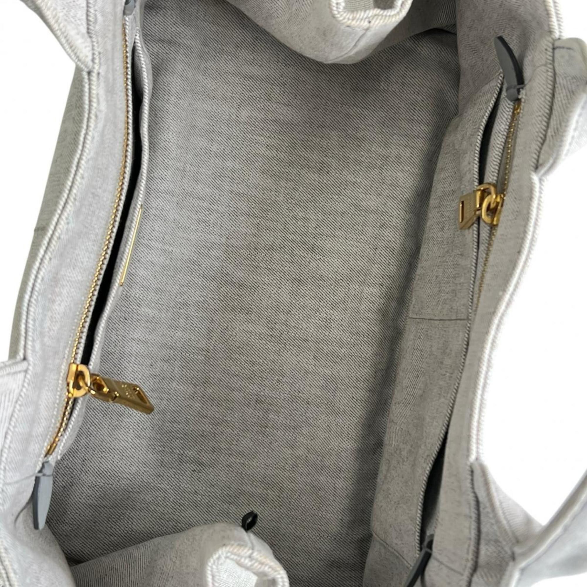 Prada Prada Canapa Tote Bag in Denim, 1BG642 Bianco Size ONE SIZE - 13 Thumbnail