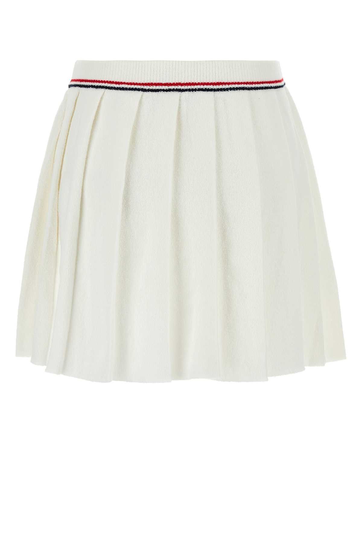 Miu Miu White Stretch Terry Fabric Skirt Size 30" / US 8 / IT 44 - 2 Thumbnail