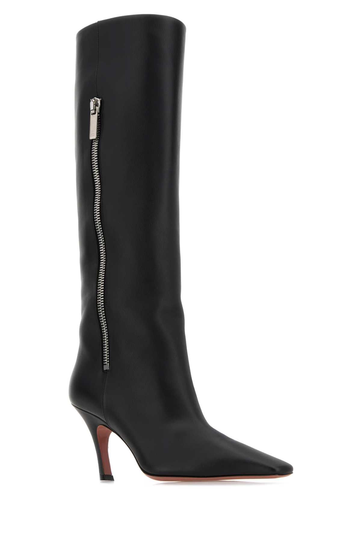 Amina Muaddi Black Leather Mona Boots Size US 7 / IT 37 - 2 Thumbnail