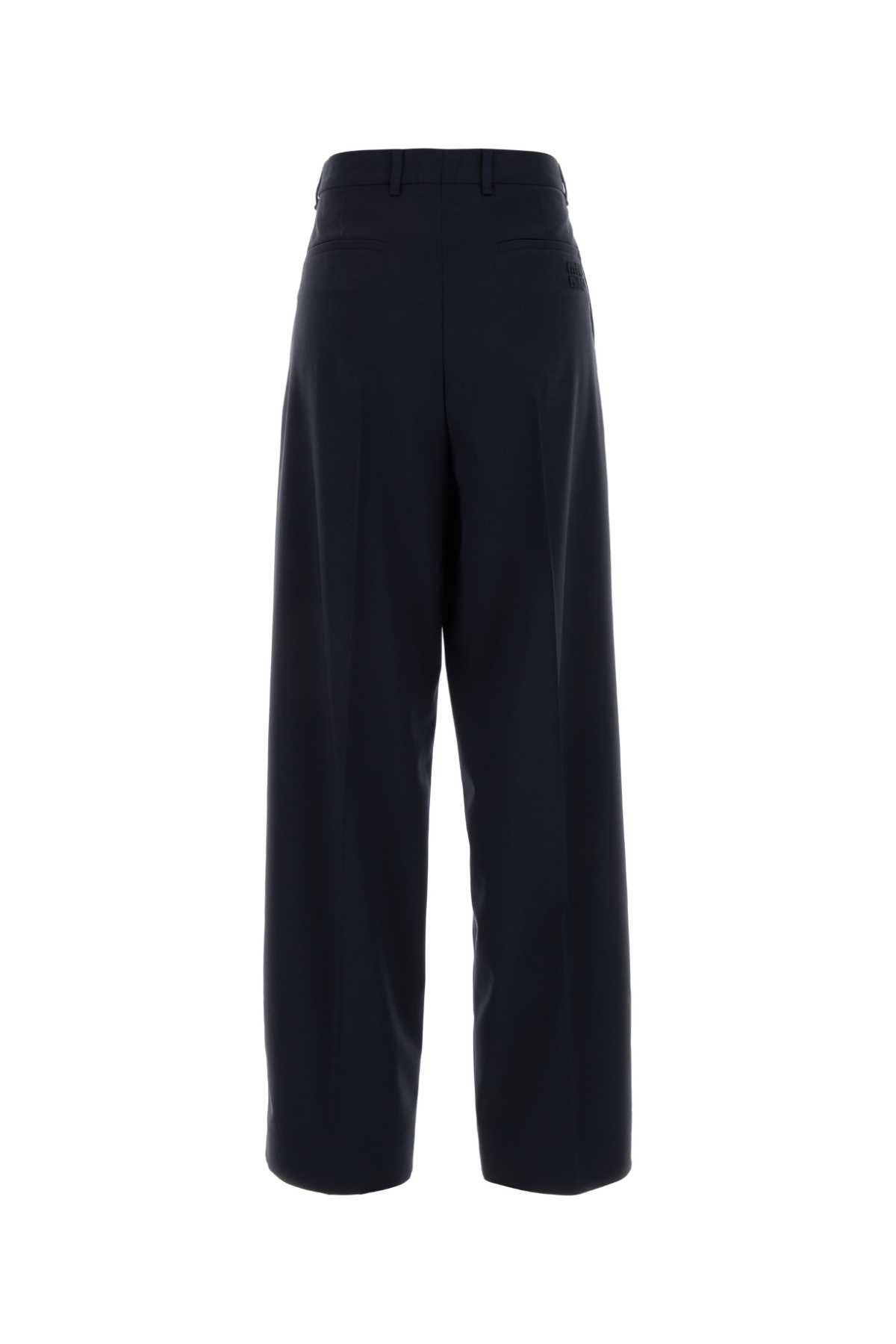 Miu Miu Dark Blue Stretch Wool Wide-Leg Pant Size 28" / US 6 / IT 42 - 2 Thumbnail