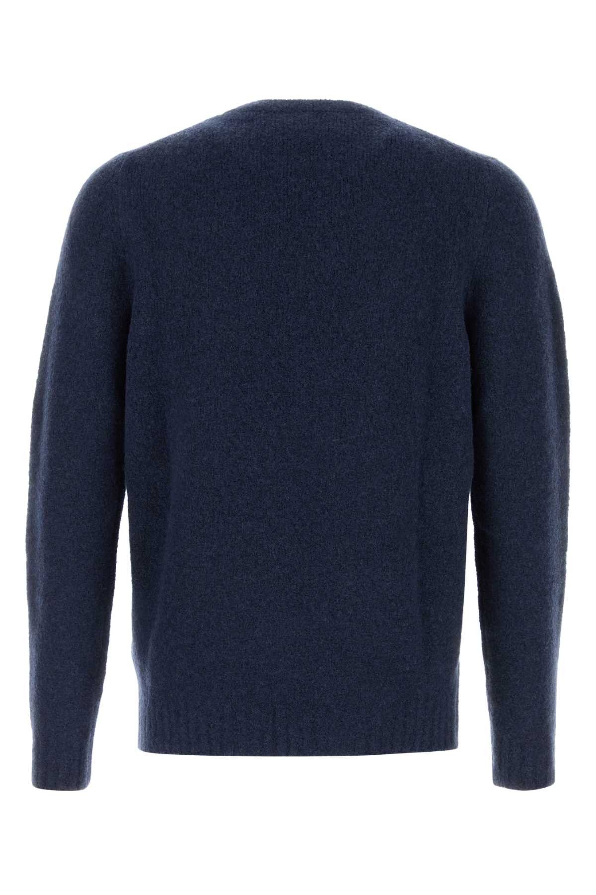 Navy Blue Stretch Wool Blend Sweater