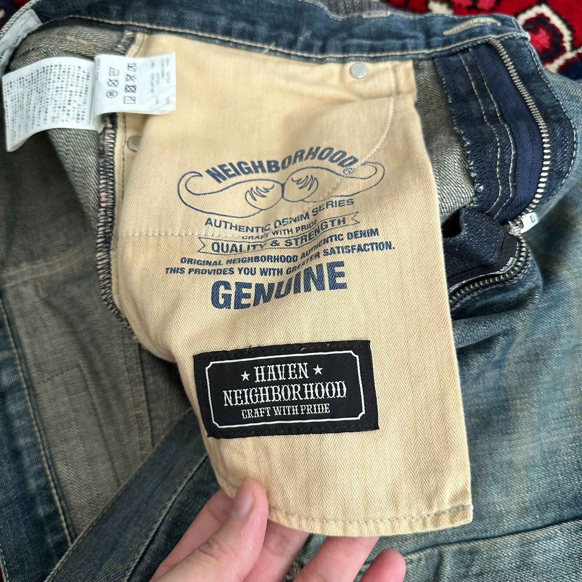 Neighborhood distressed blue jeans with unique detailing Size US 31 - 7 Thumbnail