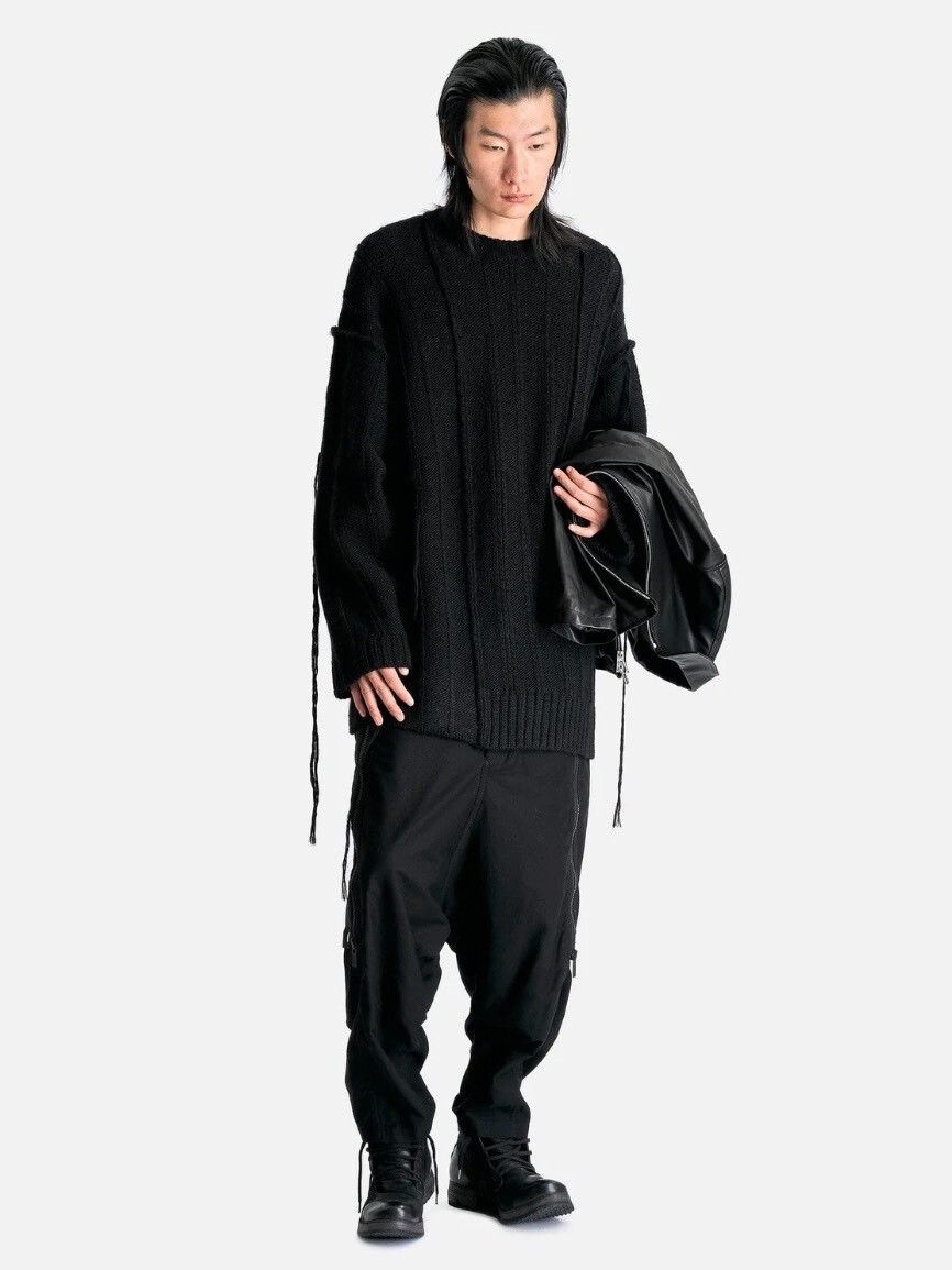 Yohji Yamamoto black oversized wool sweater with ties Size US L / EU 52-54 / 3 - 7 Thumbnail