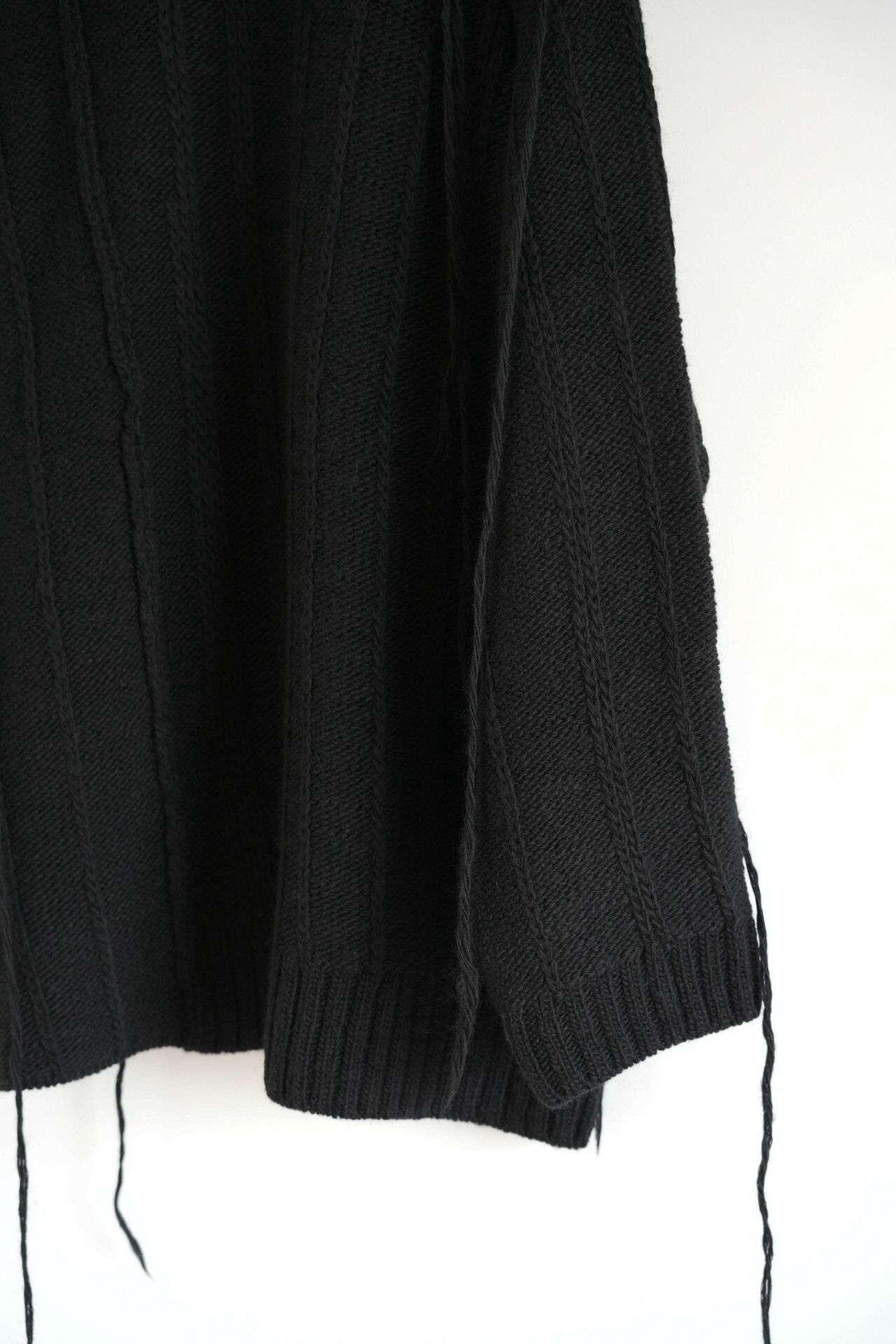 Yohji Yamamoto black oversized wool sweater with ties Size US L / EU 52-54 / 3 - 4 Thumbnail