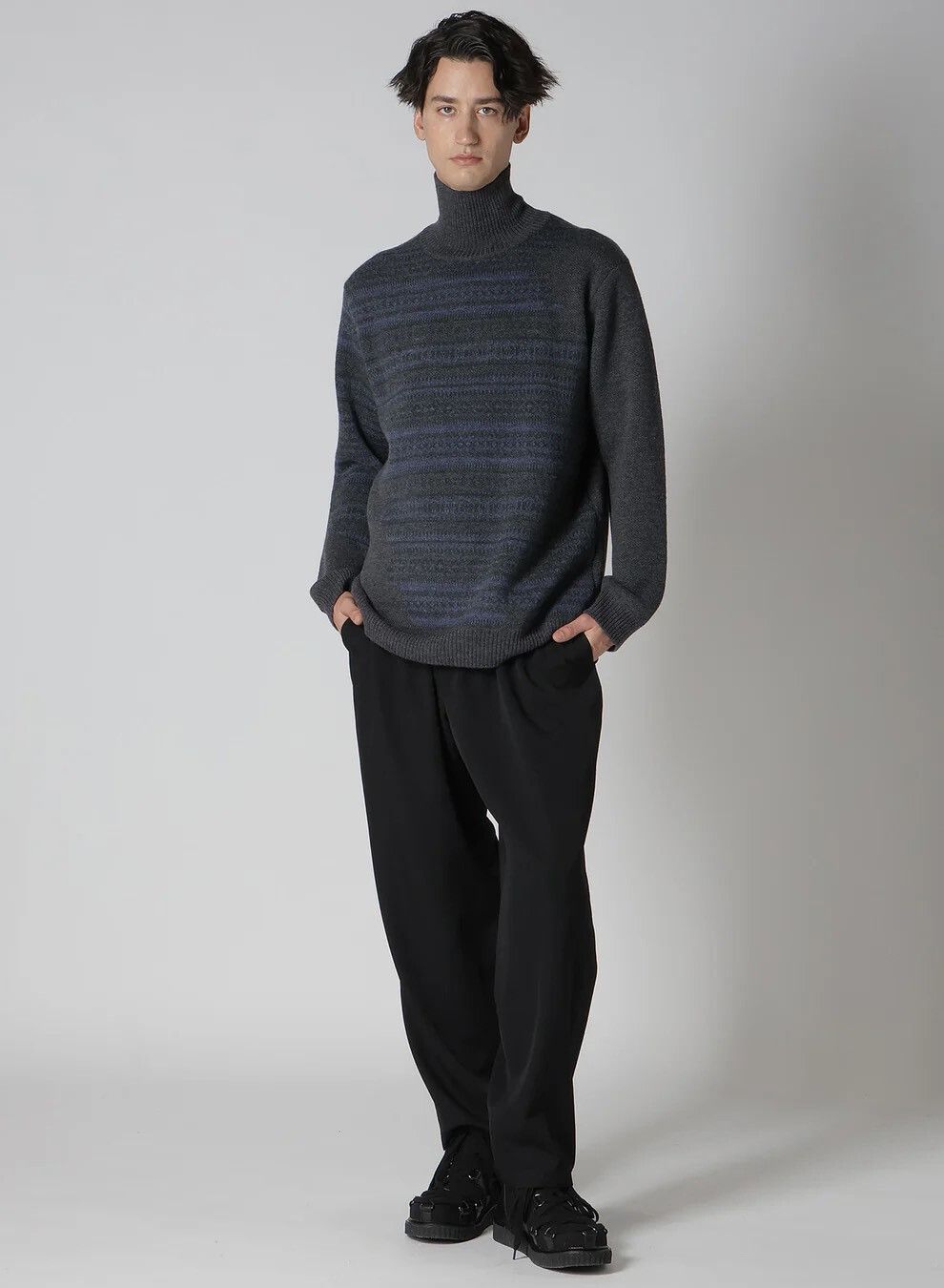 Yohji Yamamoto yohji yamamoto striped turtleneck sweater Size US L / EU 52-54 / 3 - 6 Thumbnail