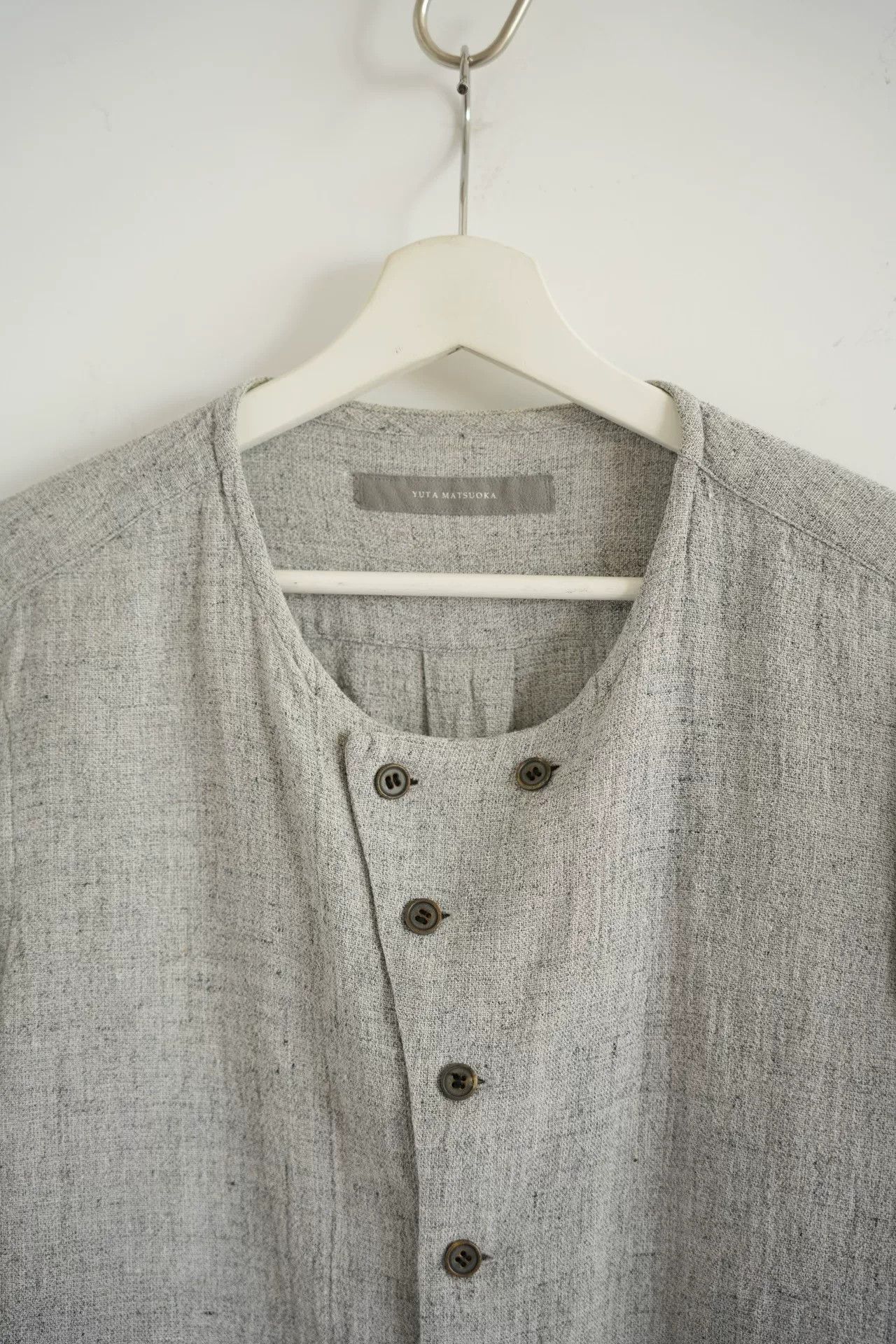 Japanese Brand gray linen button-up shirt by Yuta Matsuoka Size US S / EU 44-46 / 1 - 3 Thumbnail