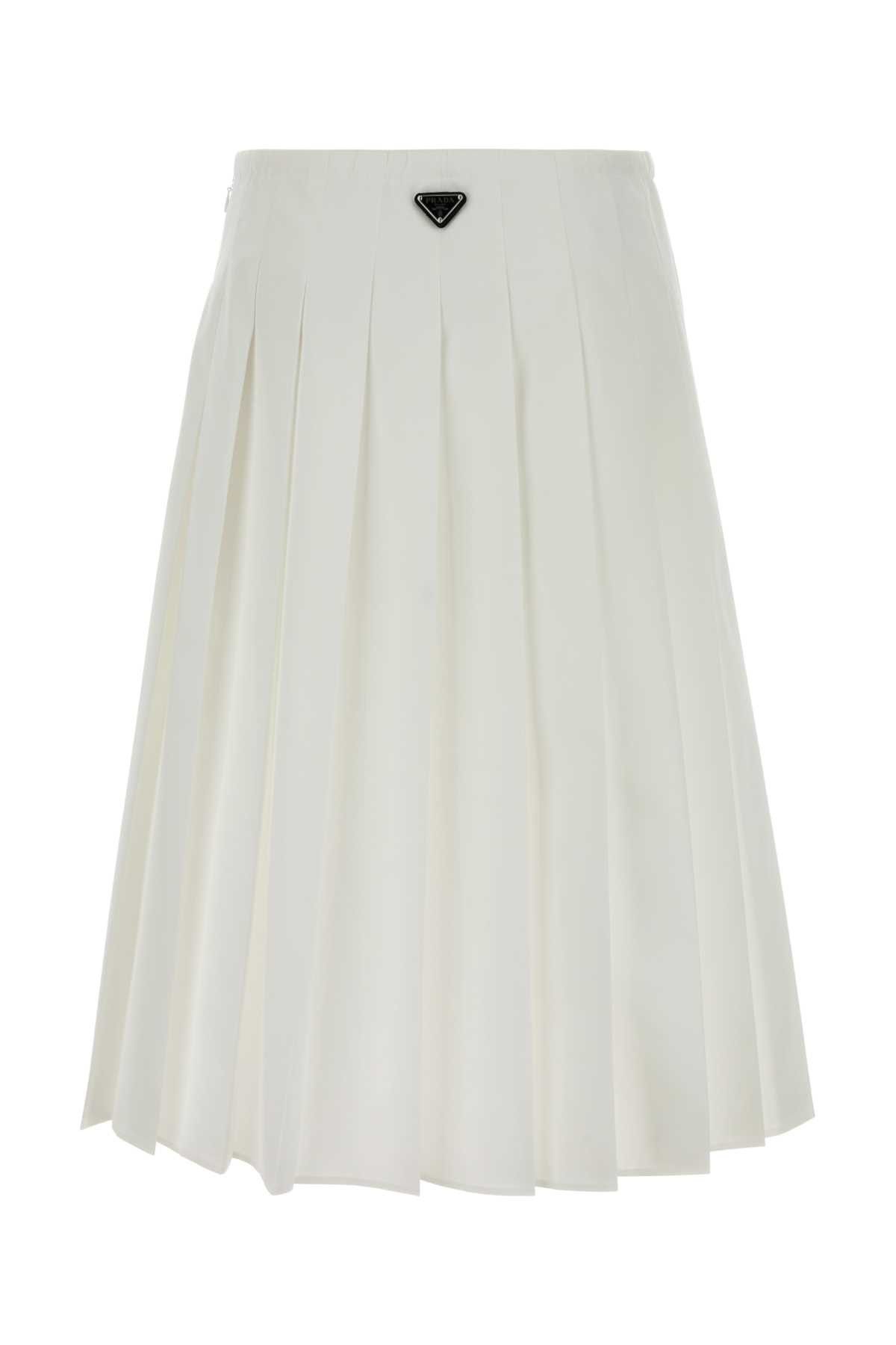 Prada White Poplin Skirt Size 27" / US 4 / IT 40 - 2 Thumbnail