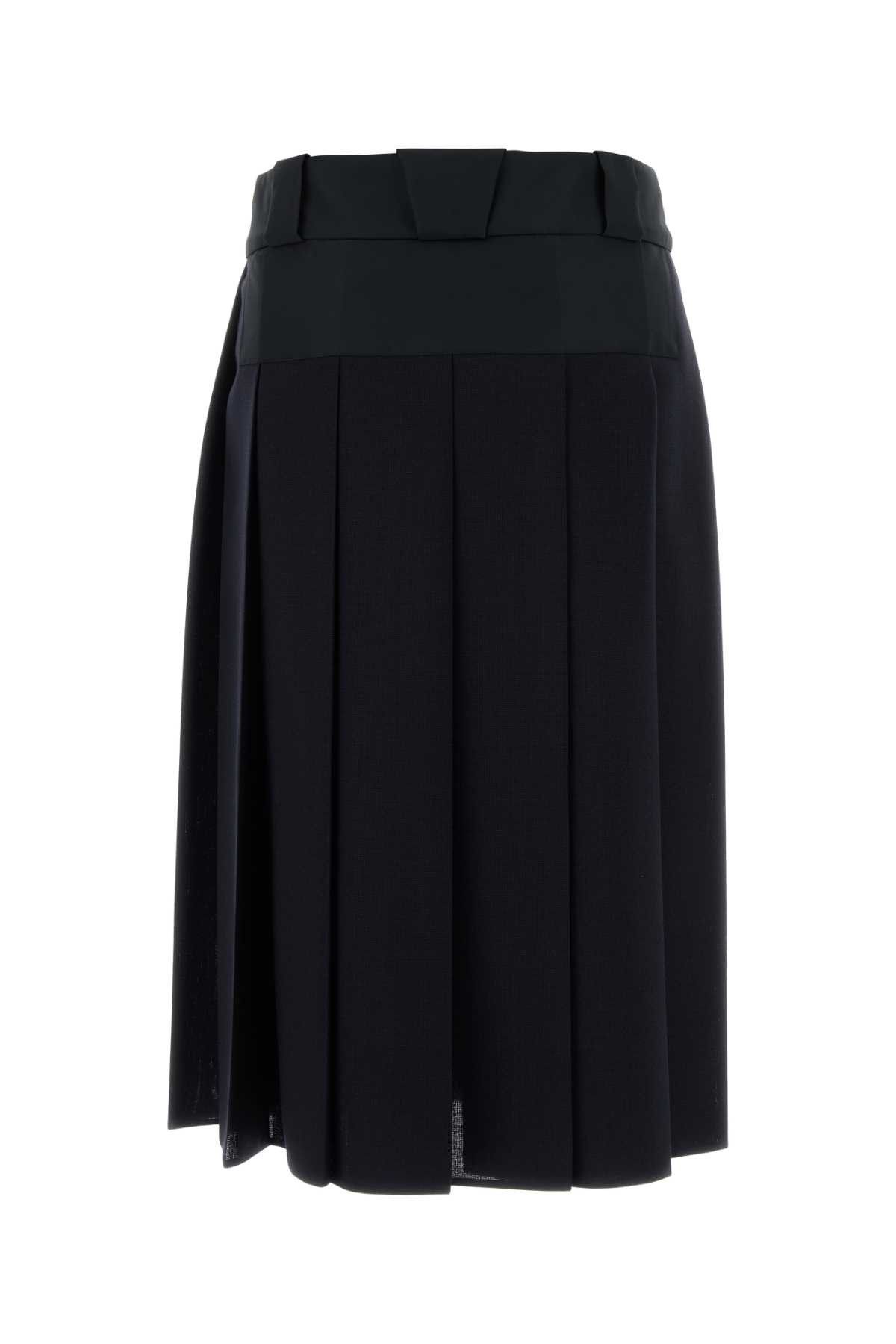 Prada Dark Blue Wool Skirt Size 28" / US 6 / IT 42 - 2 Thumbnail