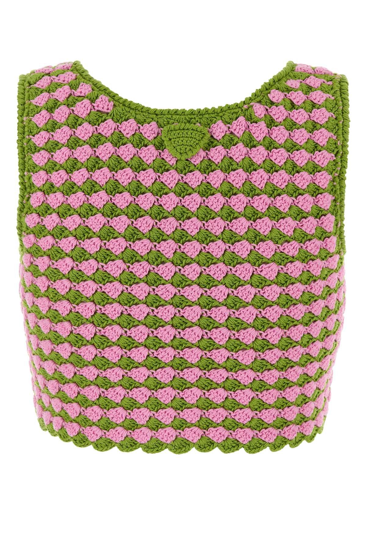 Prada Tow-Tone Crochet Crop Top Size S / US 4 / IT 40 - 2 Thumbnail