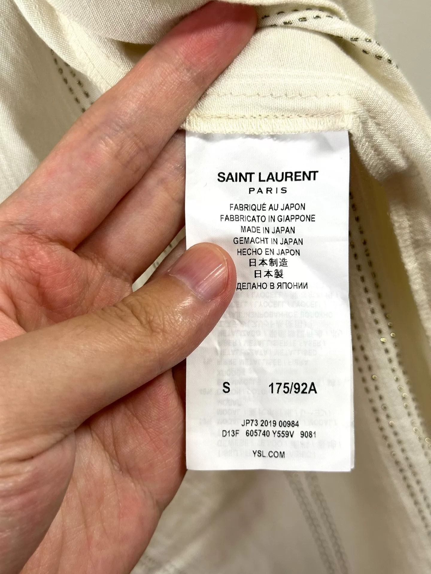 Saint Laurent Paris Saint Laurent Beige Metallic Stripe Shirt Size M / US 6-8 / IT 42-44 - 7 Thumbnail